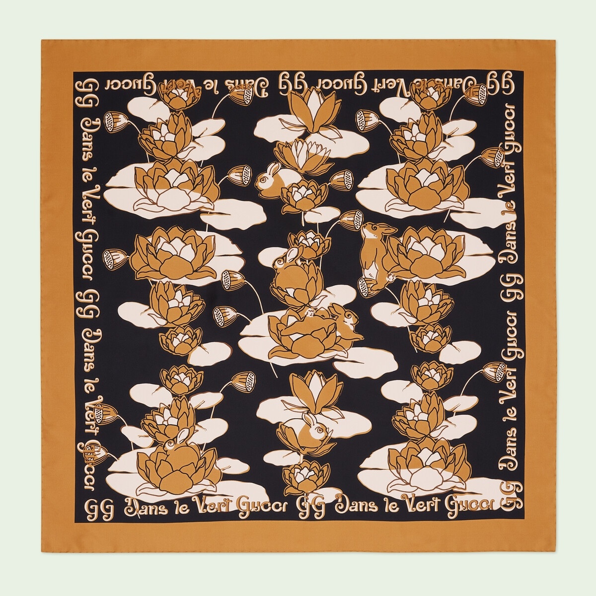 Waterlily print silk twill carré - 1