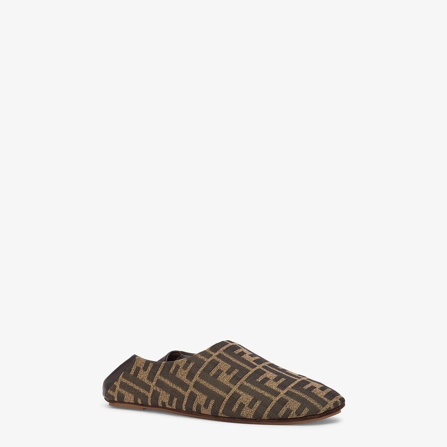 Brown fabric slippers - 2