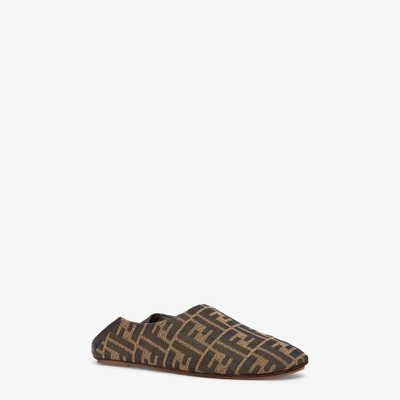 FENDI Brown fabric slippers outlook