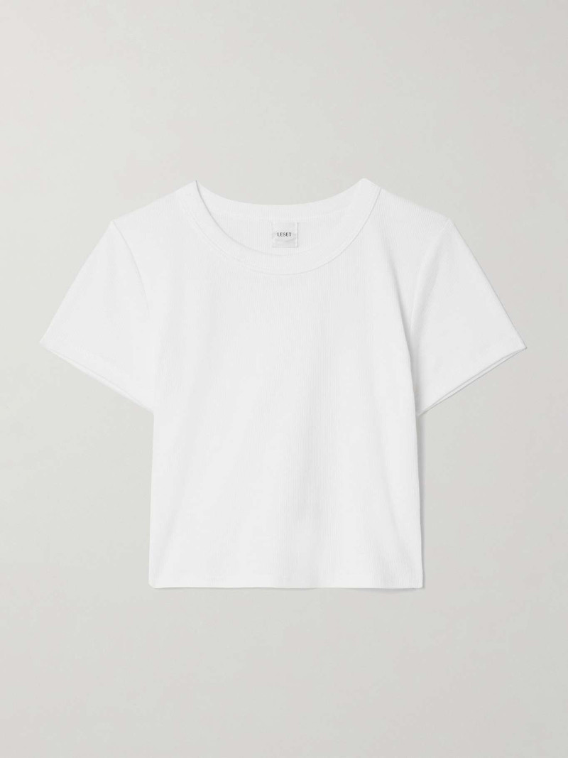 Kelly cropped ribbed stretch-cotton jersey T-Shirt - 1