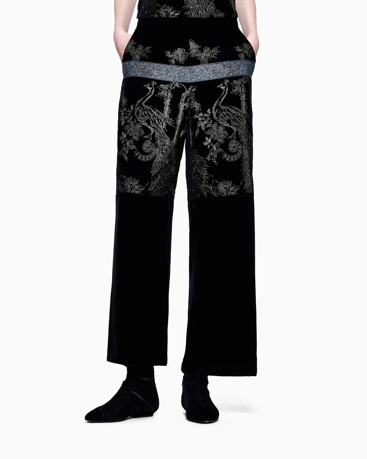 EMBROIDERED VELVET TROUSERS - 4