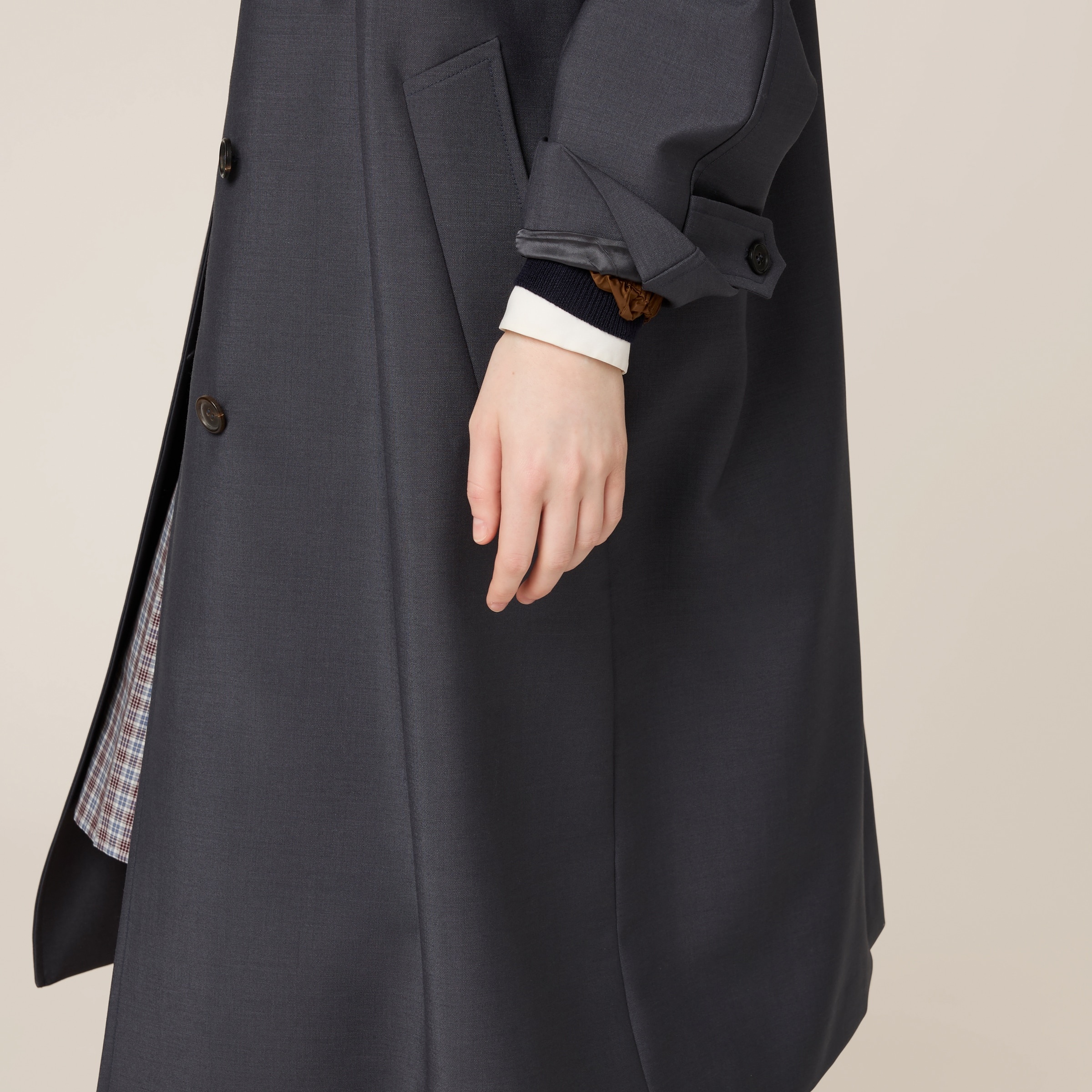 Single-breasted kid mohair and technical pongé coat - 4