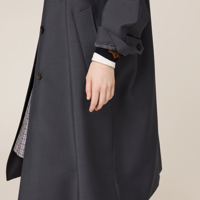 Single-breasted kid mohair and technical pongé coat 4