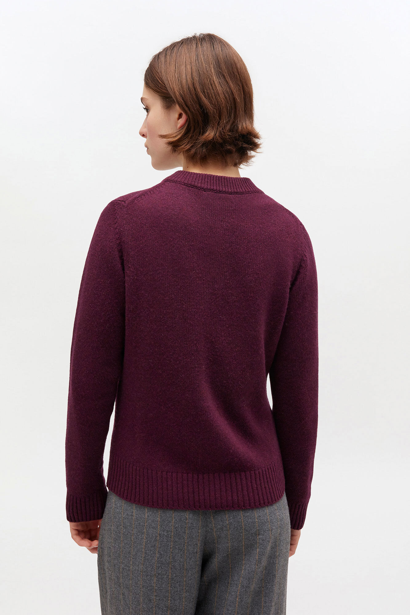 BURGUNDY WOOL MIX CARDIGAN - 4