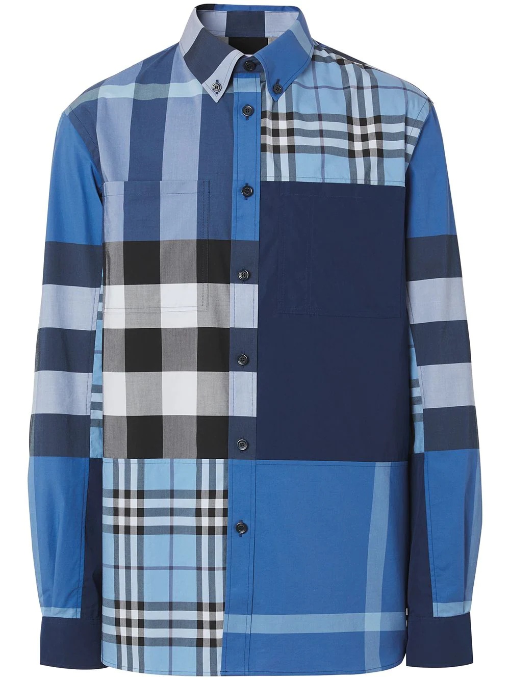 multi-panel check-print shirt - 1