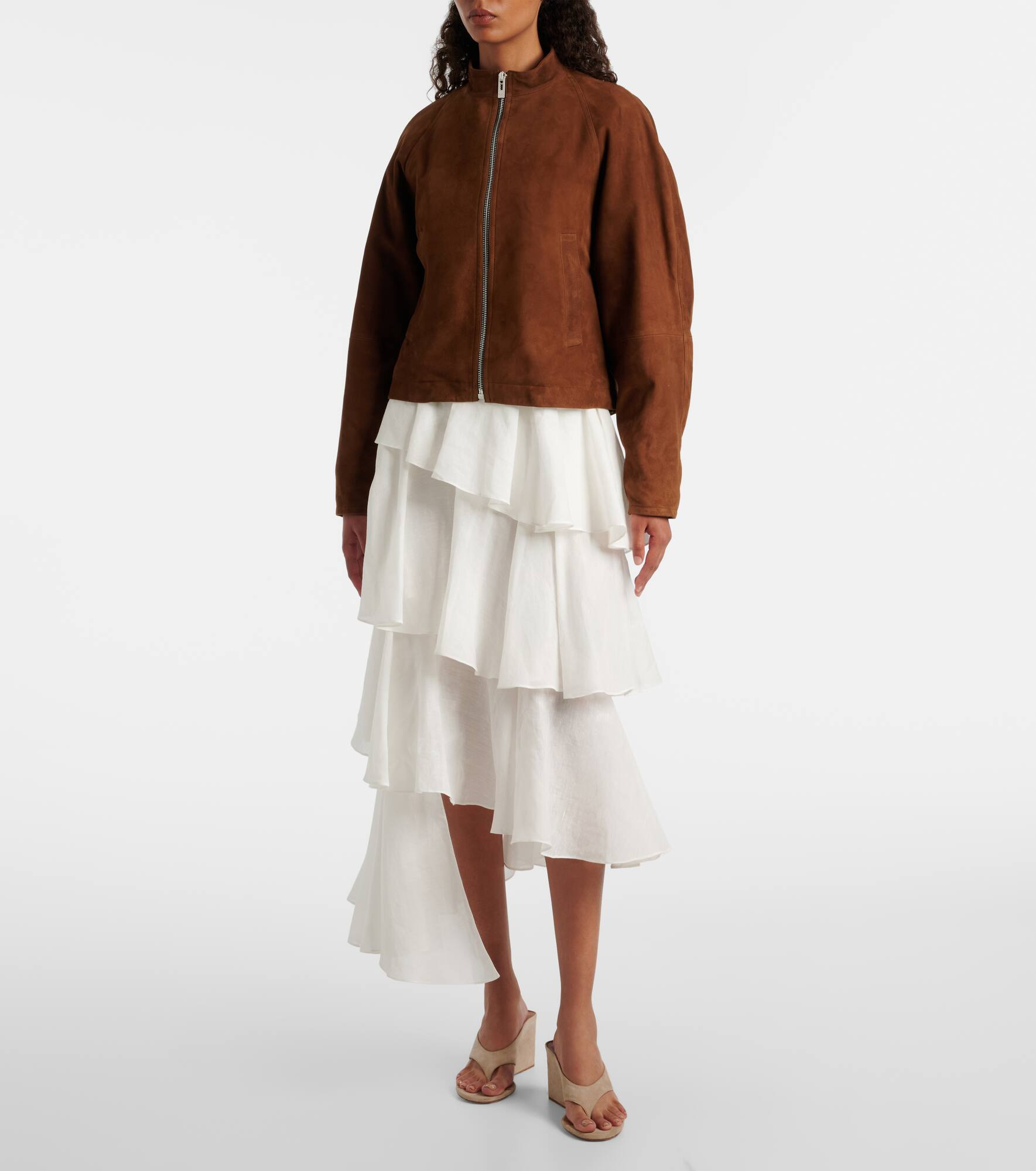 Asymmetric cotton and linen maxi skirt - 2