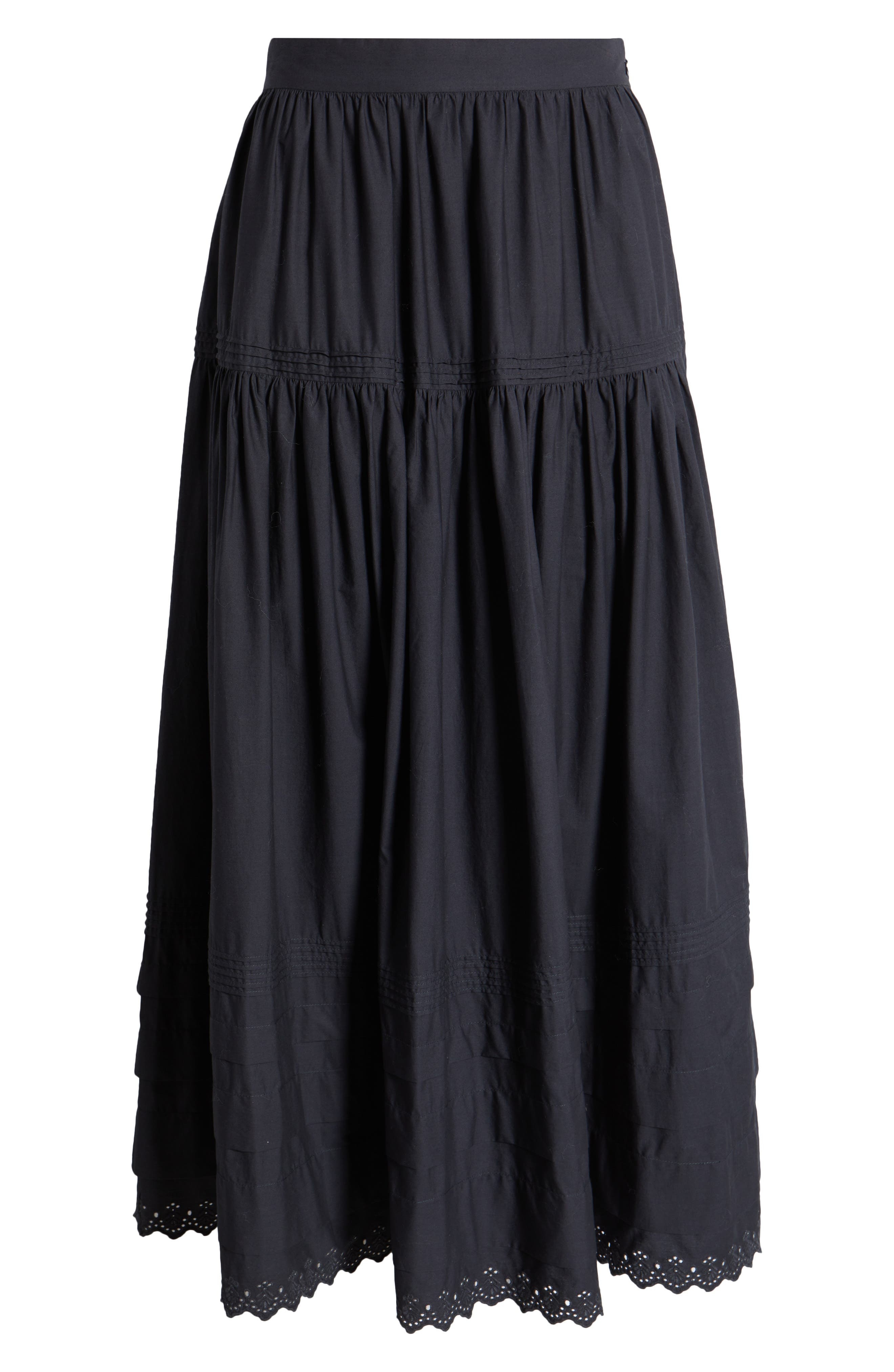 DÔEN Sebastiane Tiered Organic Cotton Poplin Maxi Skirt in Black at Nordstrom - 5