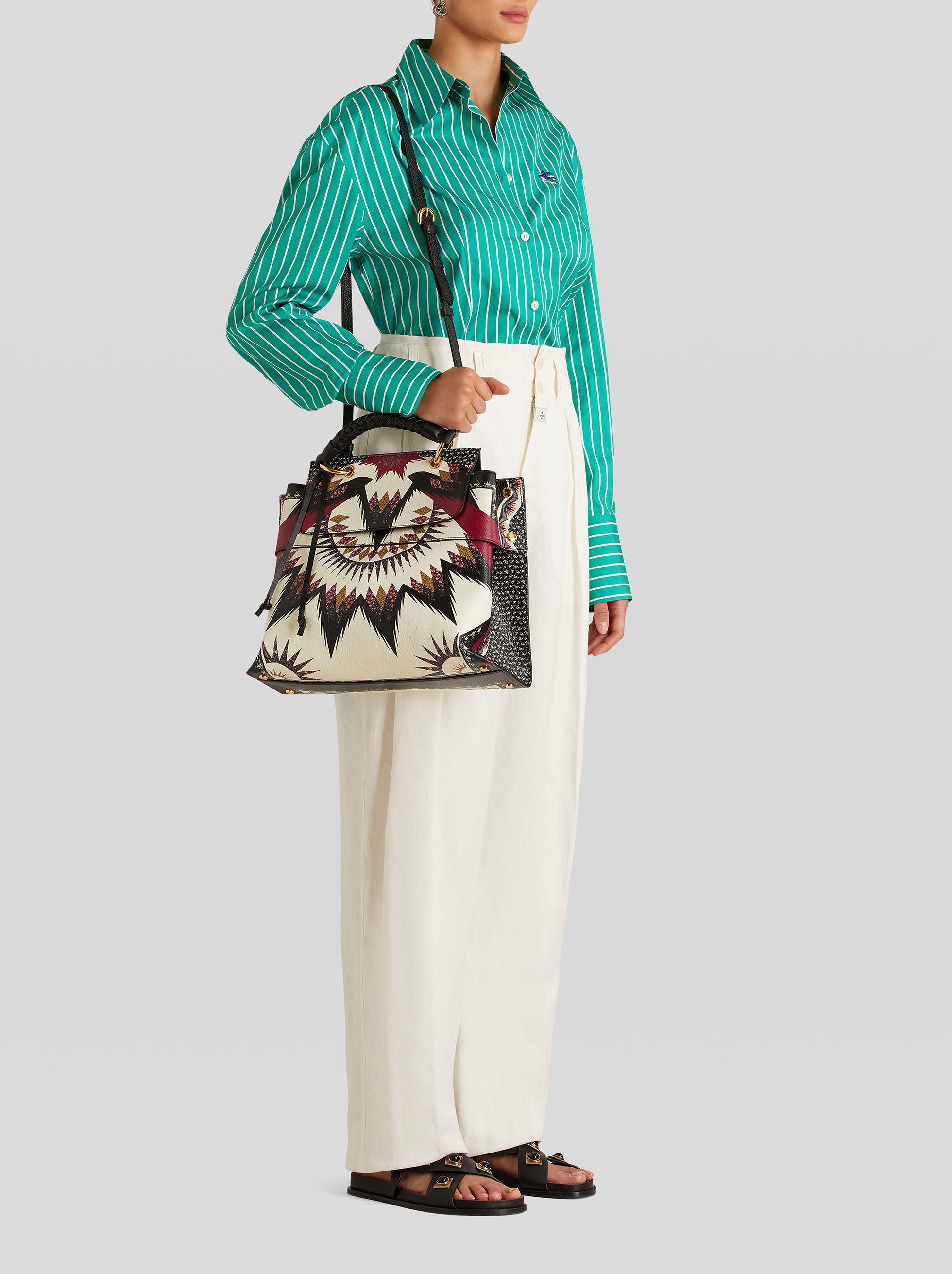 GEOMETRIC PRINT LEATHER HANDBAG - 2