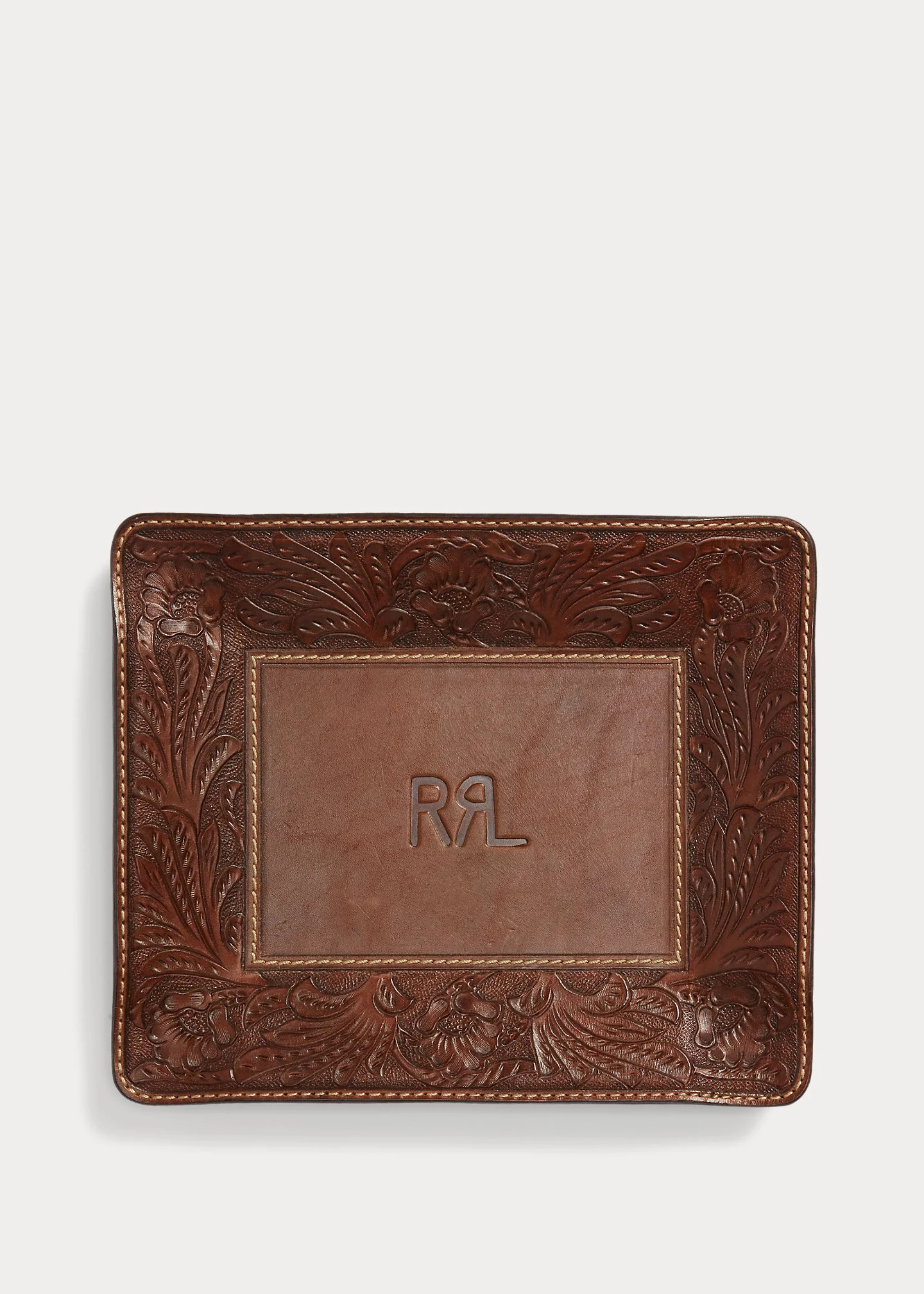 Hand-Tooled Leather Valet Tray - 1