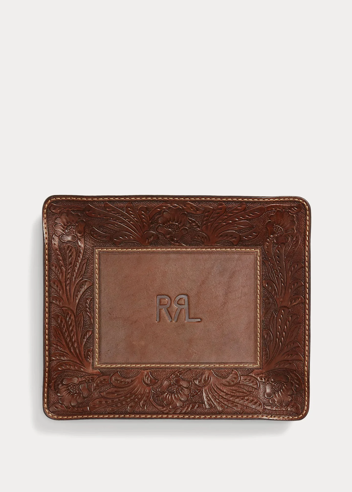 Hand-Tooled Leather Valet Tray - 1