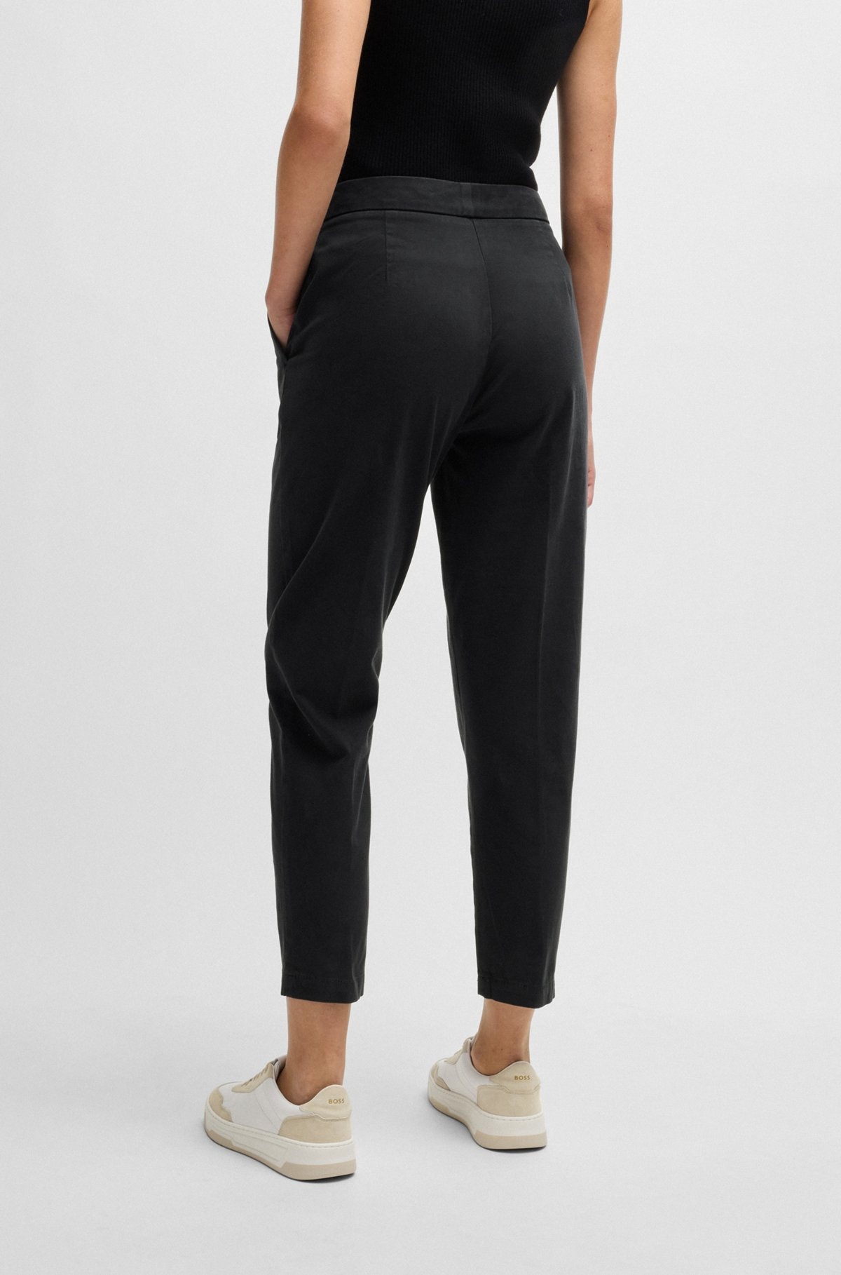 CASUAL TROUSERS IN STRETCH-COTTON SATIN - 4