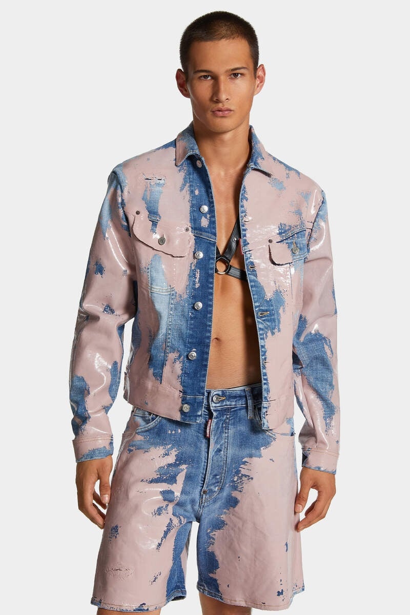 PINK LATEX WASH LEE JEAN JACKET - 3