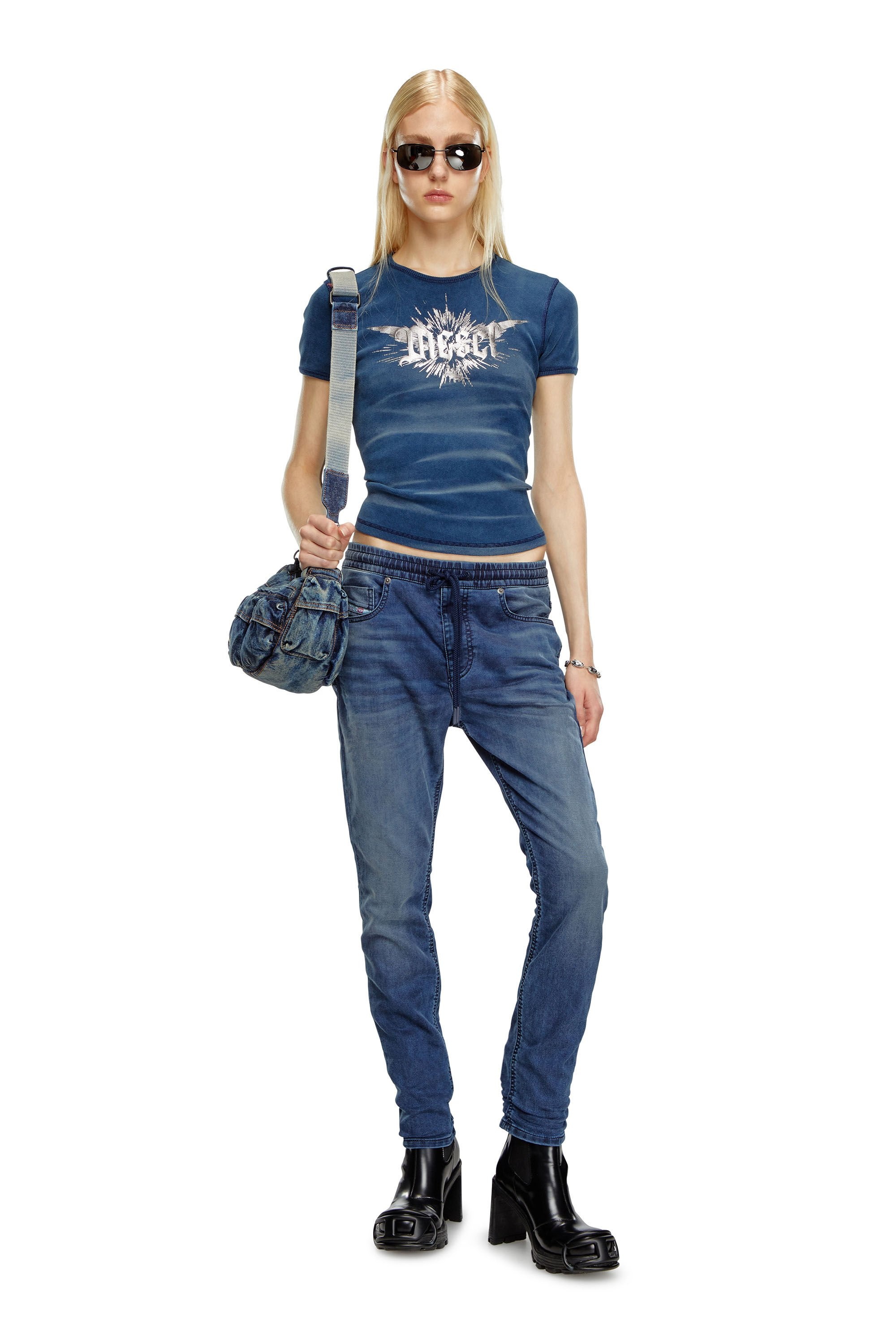 DIESEL◆デニム｜Boyfriend 2031 D-Krailey Joggjeans 068mf D-KRAILEY-F-NE Woman: boyfriend Dark blue Jeans | Diesel