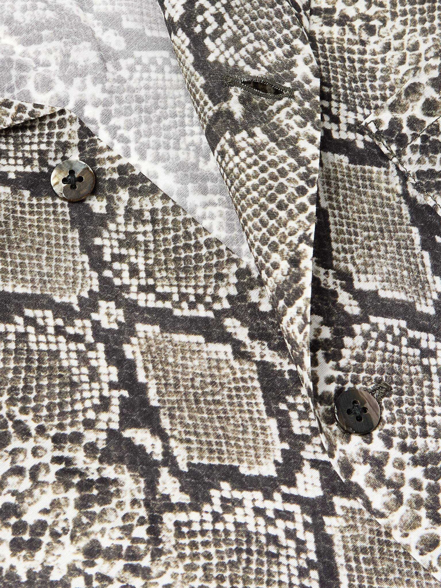 Camp-Collar Snake-Print Woven Shirt Gray - 4