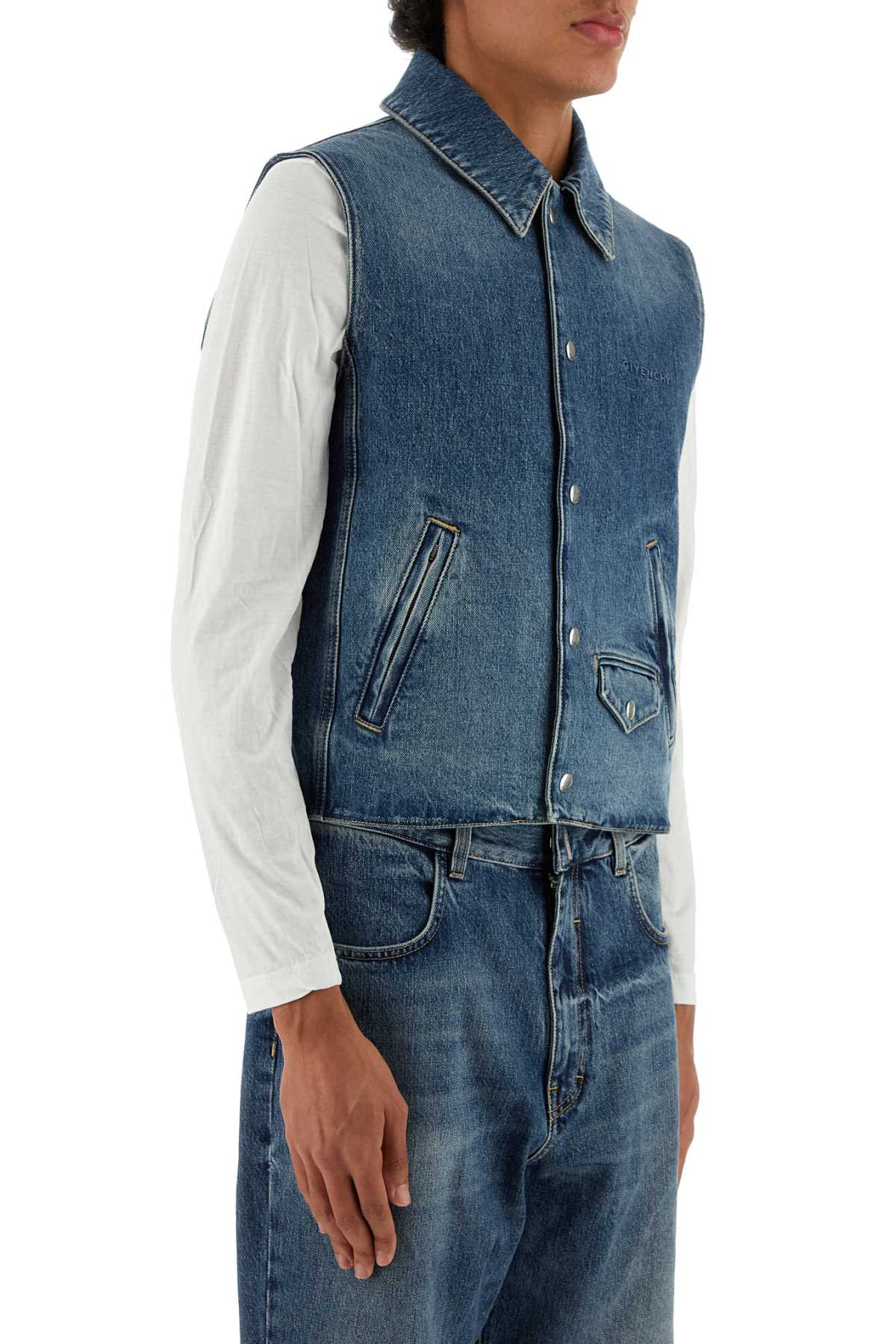 Givenchy Men Denim Sleeveless Jacket - 3
