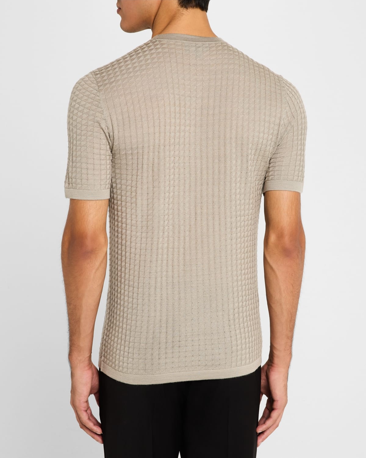 Men's Box-Pattern Crewneck T-Shirt - 3