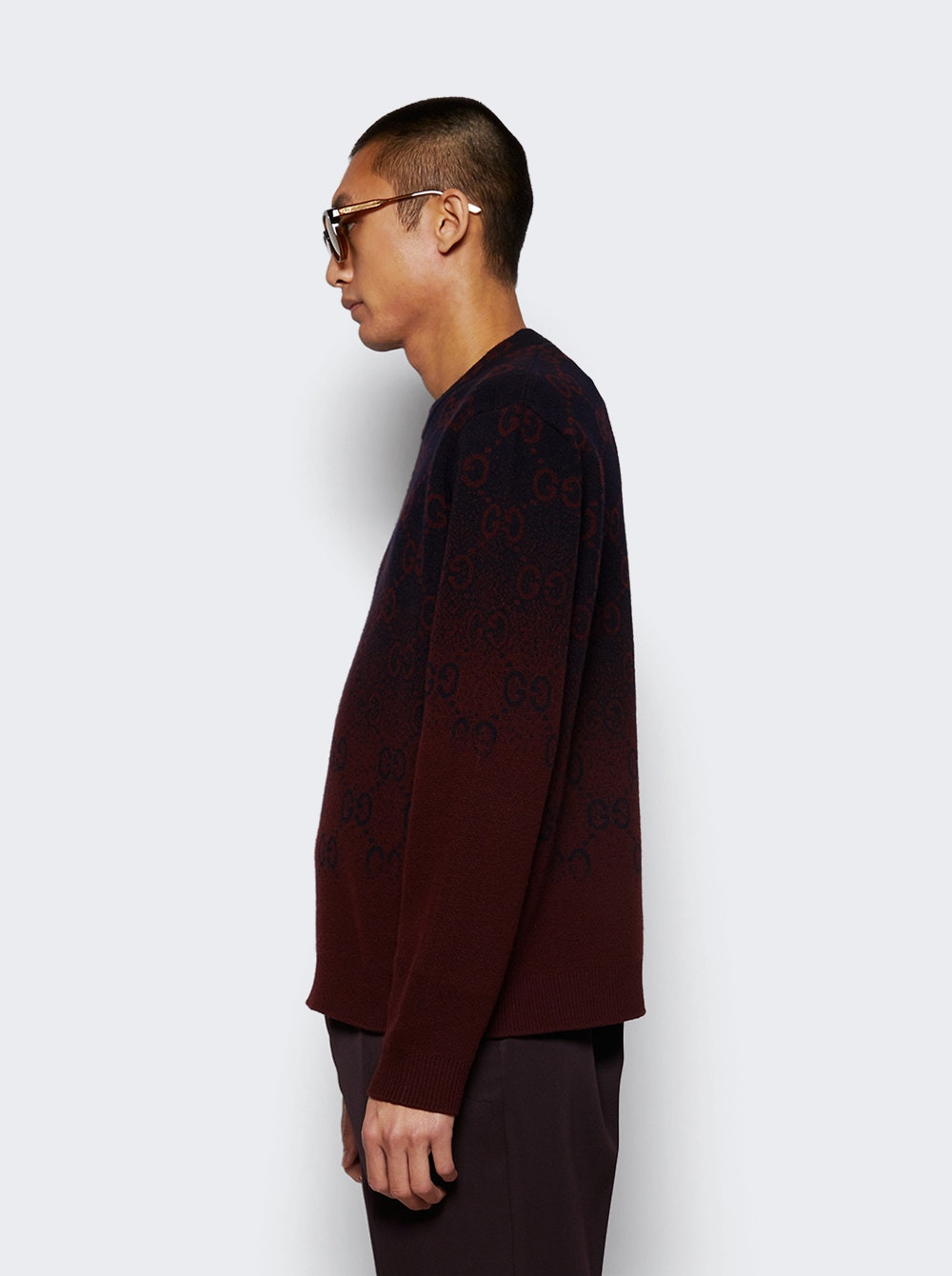 Jacquard Sweater Ink And Bordeaux - 4