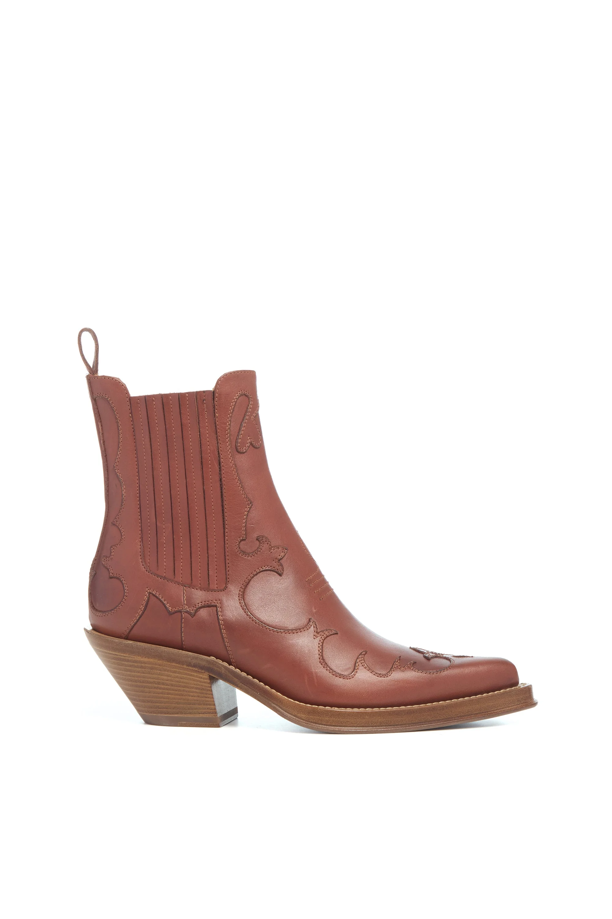Cassidy Cowboy Ankle Boot in Tan Leather - 1