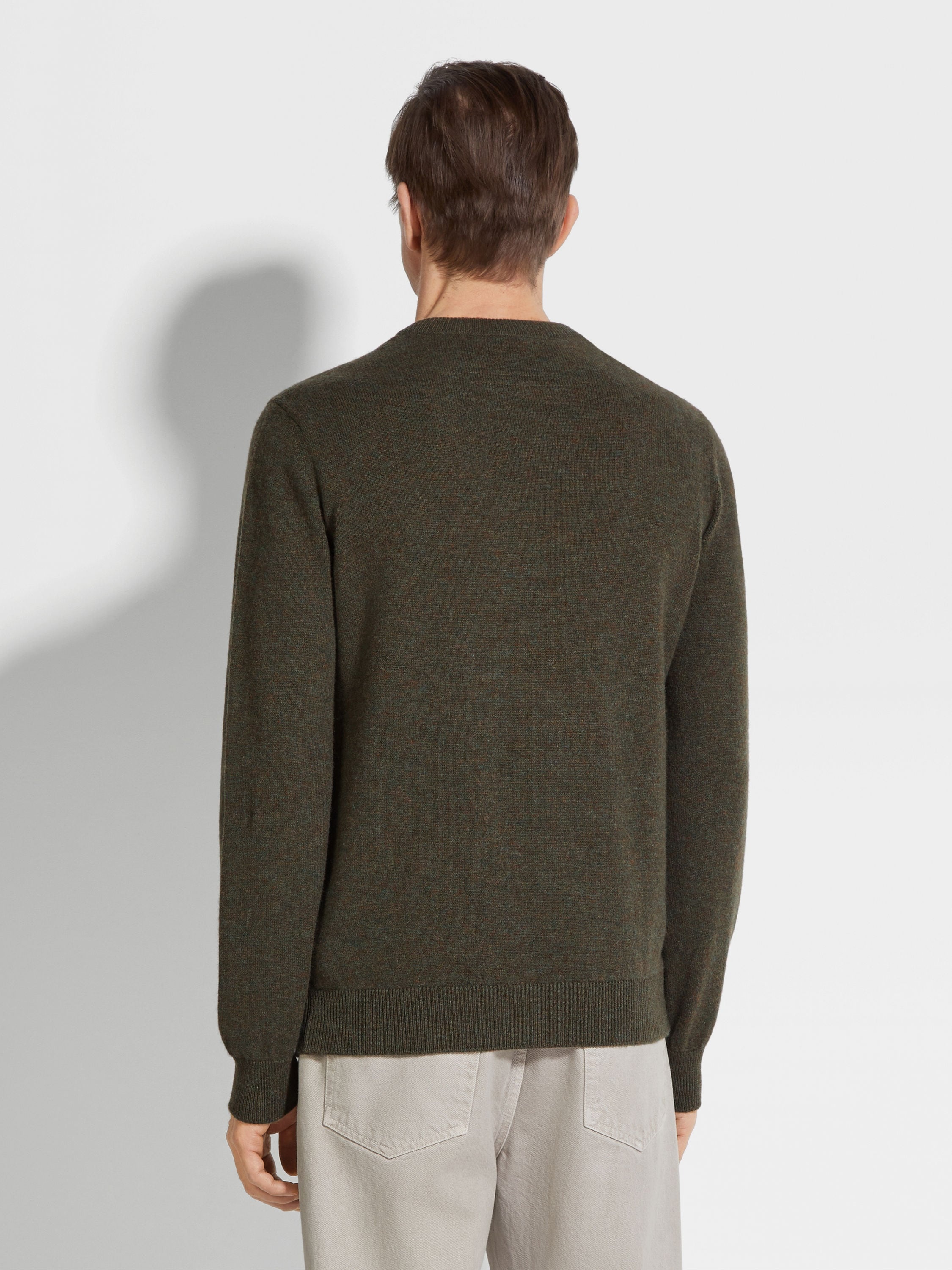 ARMY GREEN MULTIMÉLANGE OASI CASHMERE CREWNECK - 5