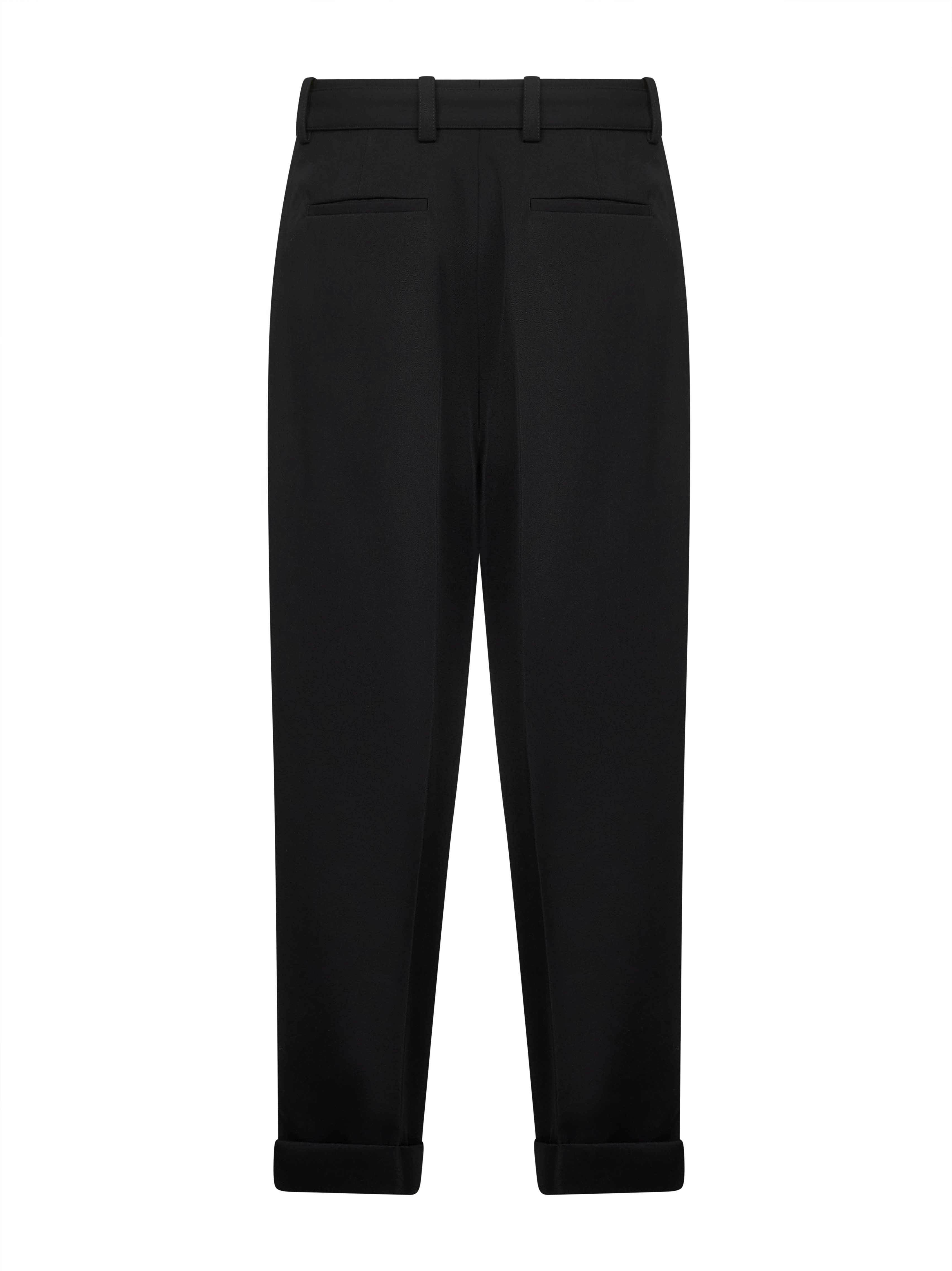 Jil Sander Men Black Wool Gabardine Belted Trousers - 2