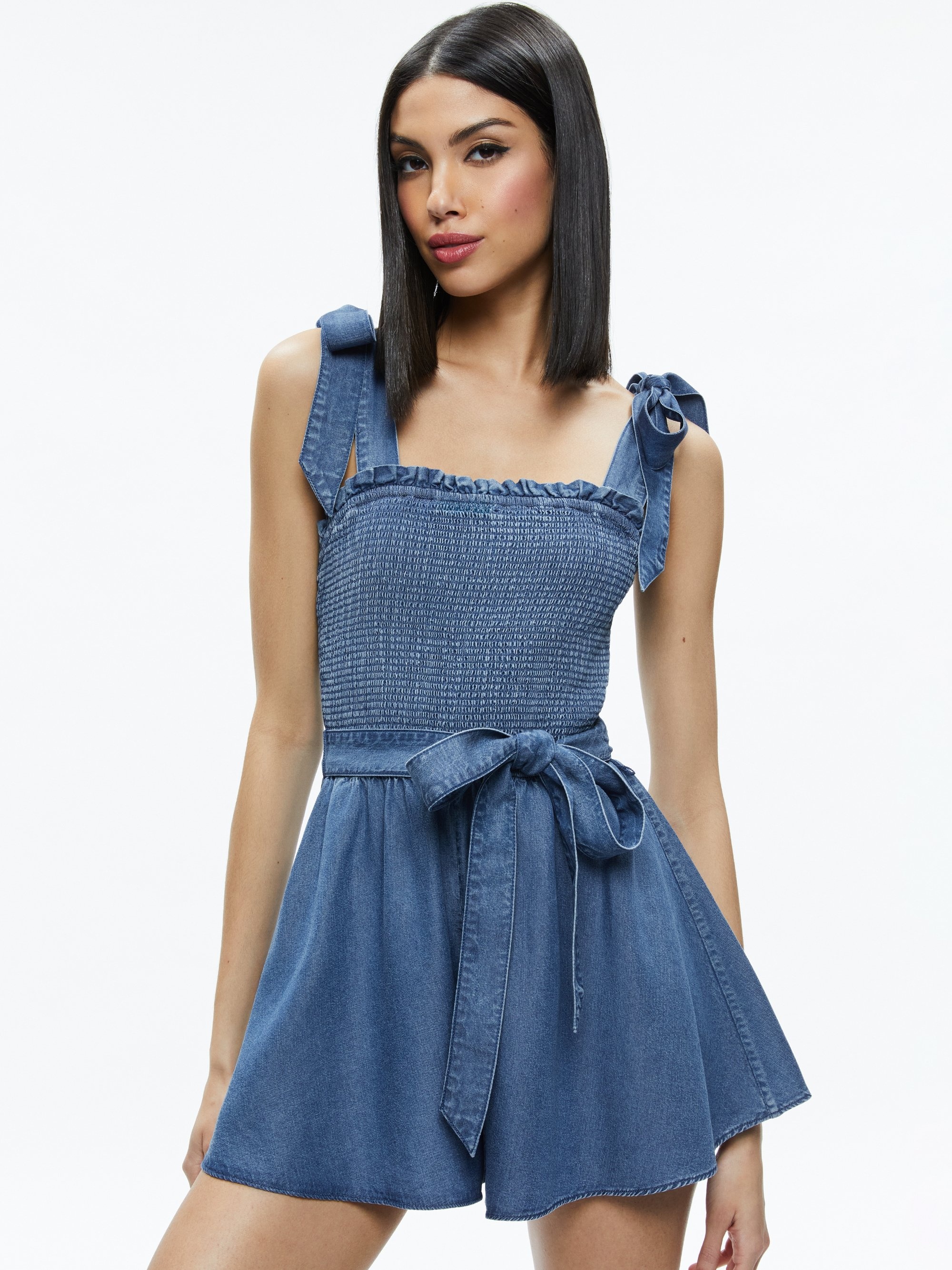 ROZ SMOCKED CHAMBRAY ROMPER - 3