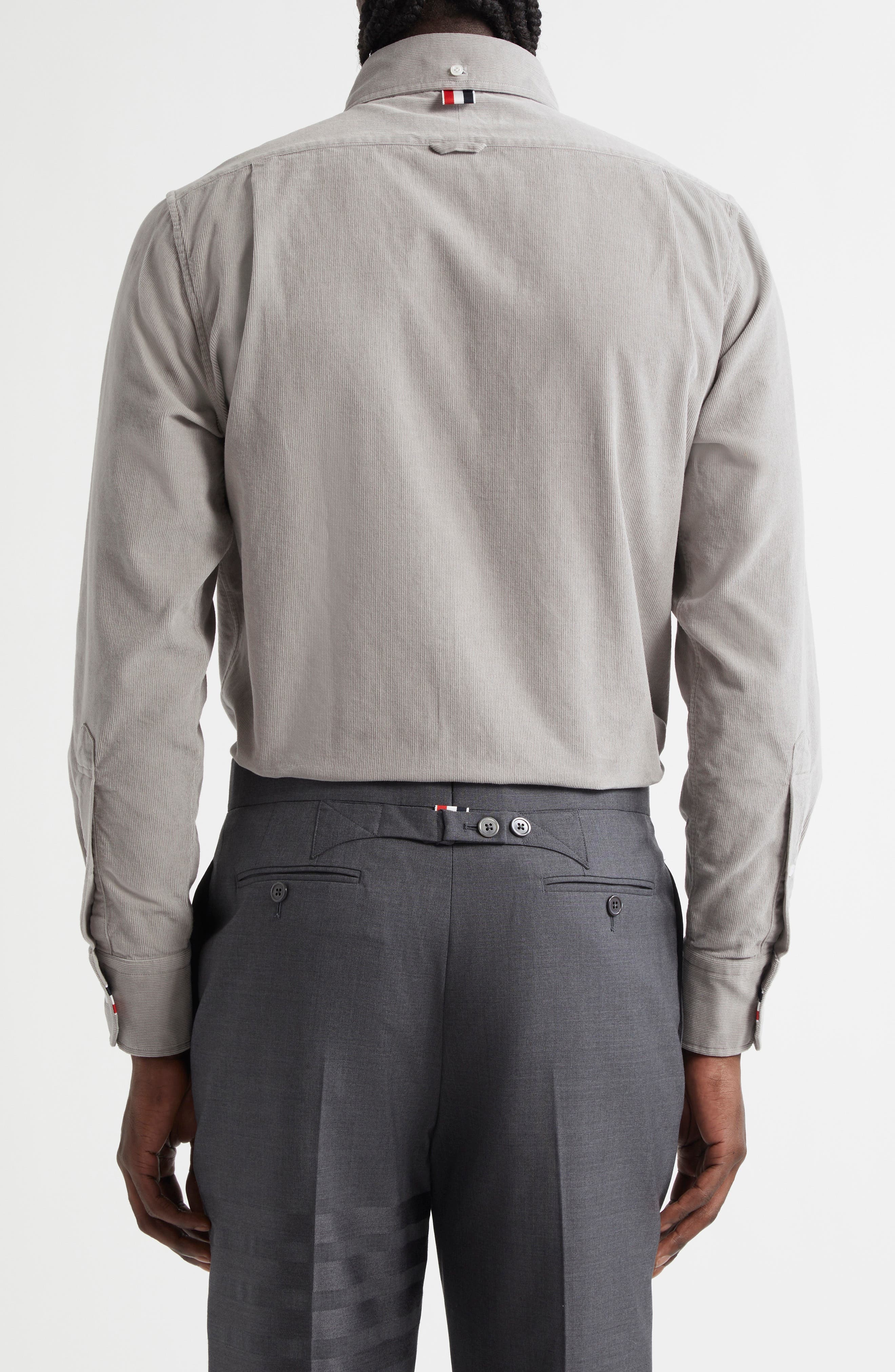 Thom Browne Straight Fit Cotton Corduroy Button-Down Shirt in Light Grey at Nordstrom - 2