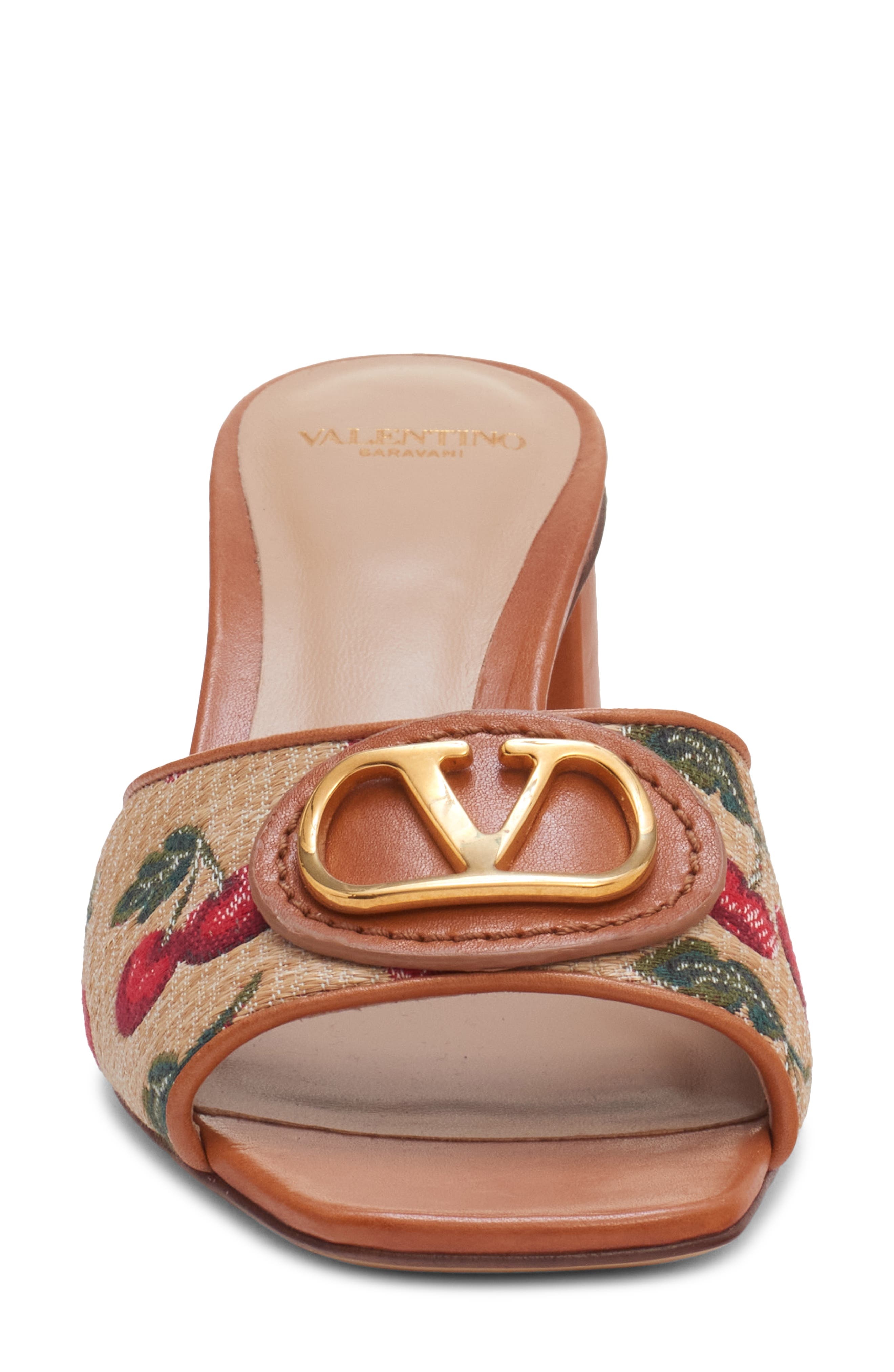 Valentino Garavani VLOGO Cherries Slide Sandal in 32H Naturale/Rosso at Nordstrom - 4