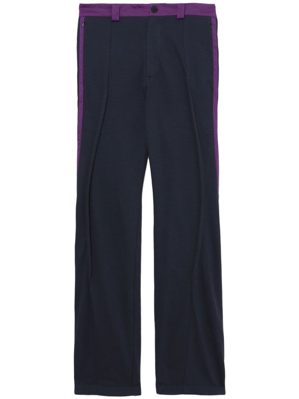 two-tone cotton straight-leg trousers - 1