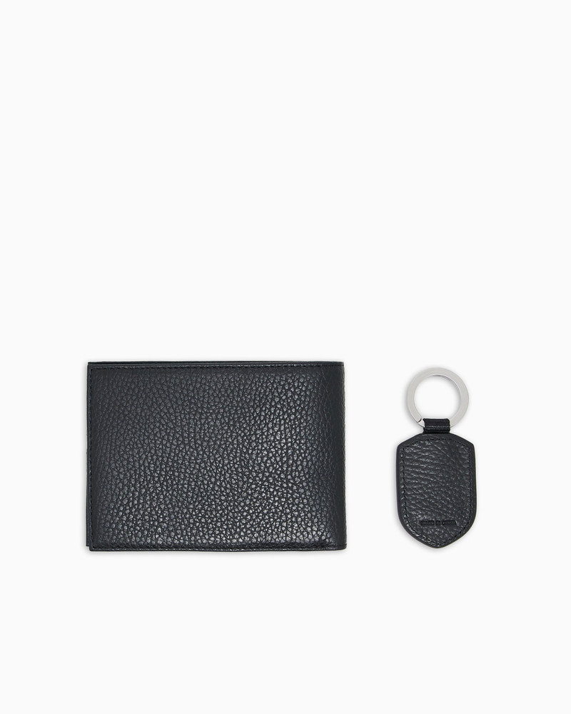 EMPORIO ARMANI Gift box with wallet and keyring in tumbled leather outlook