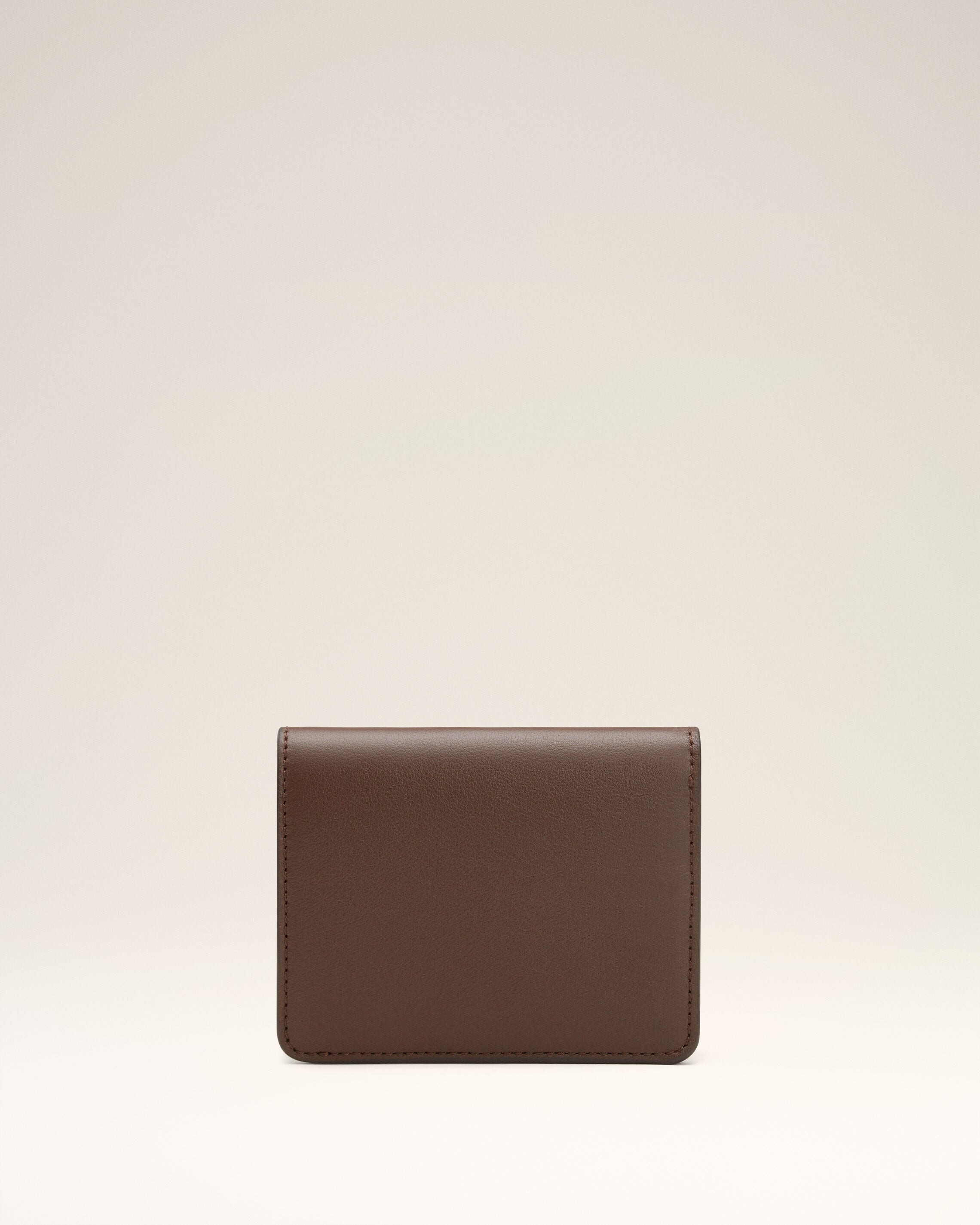 BROWN SMOOTH LEATHER CARROUSEL FOLDED WALLET - 2
