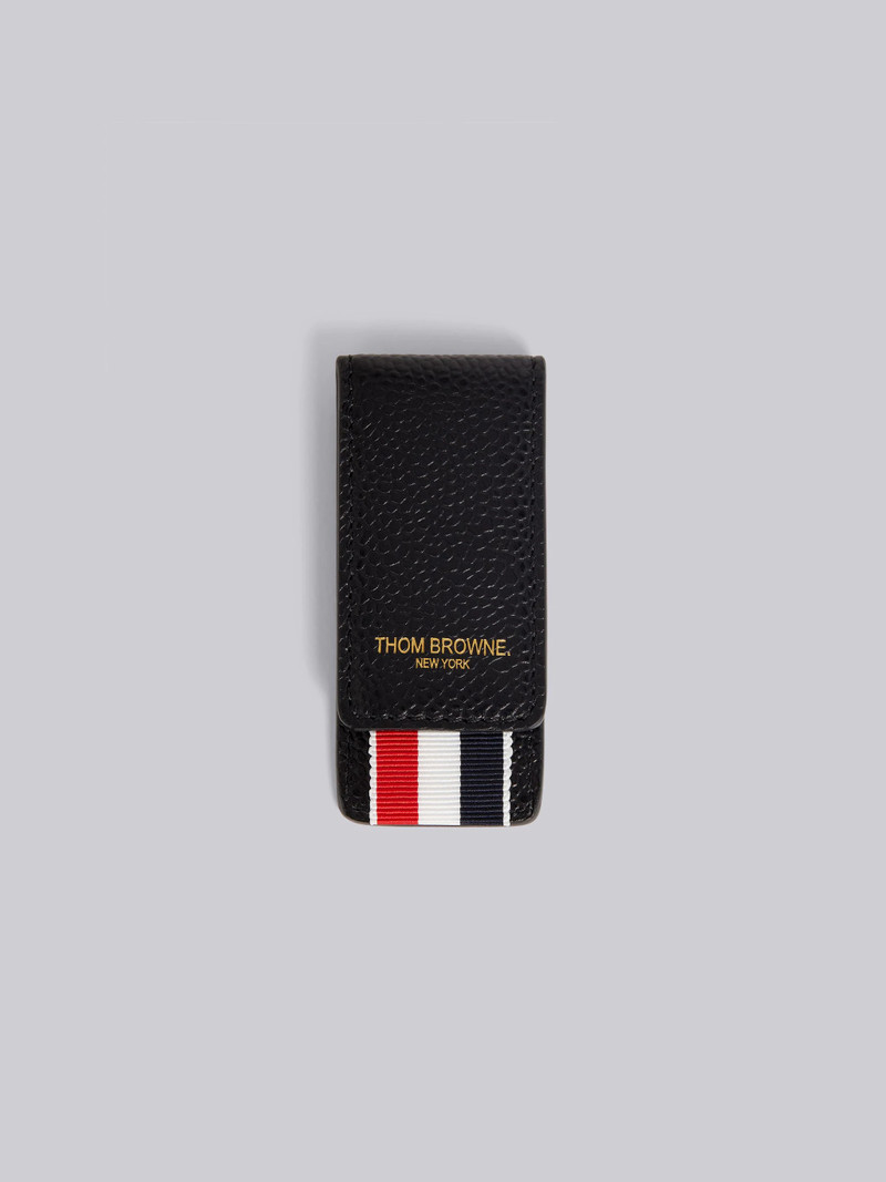 Black Pebble Grain Leather Money Clip 1