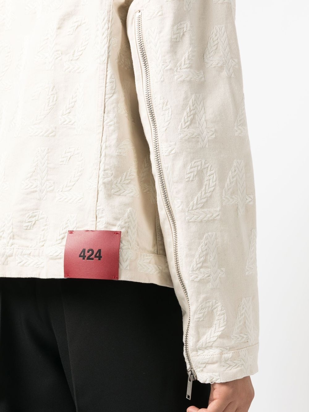 logo-embroidered denim jacket - 5