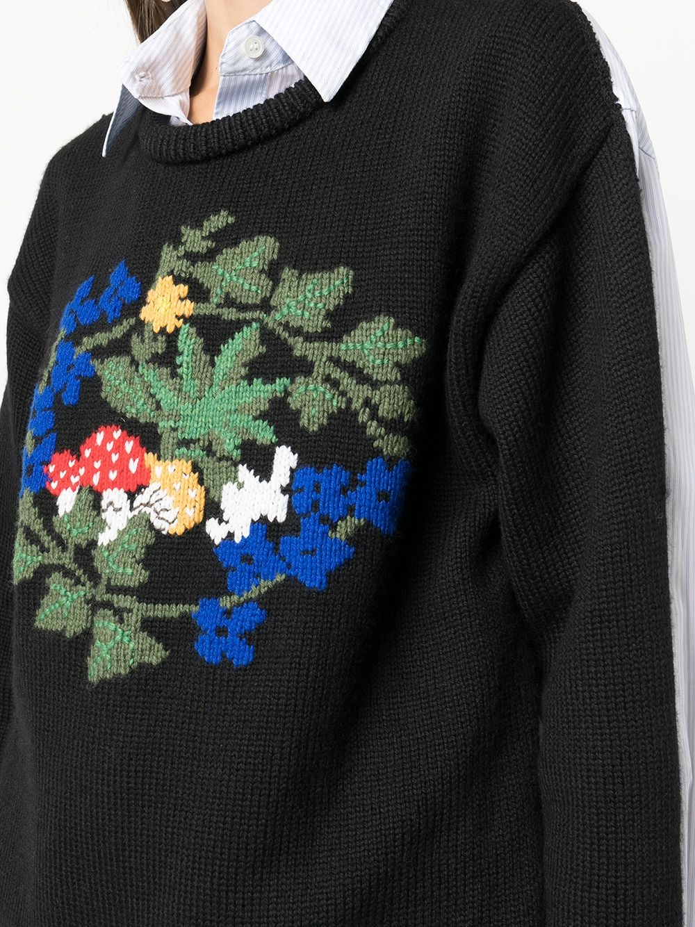 panelled floral-embroidered jumper - 5
