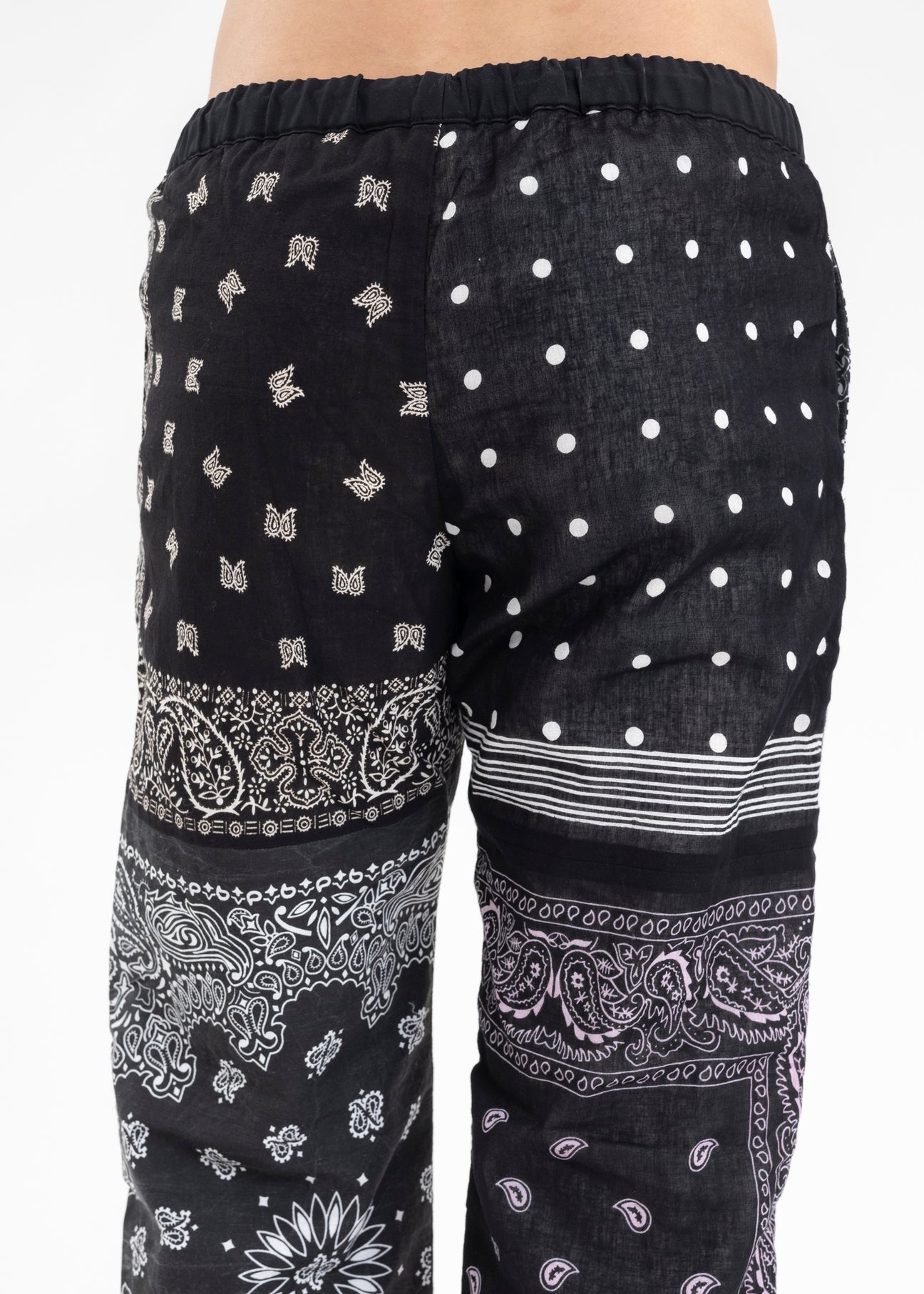 Black BANDANA PATCHWORK PANTS - 11