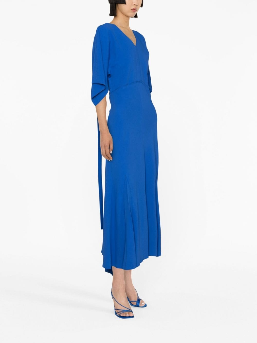 draped-sleeve midi dress - 4