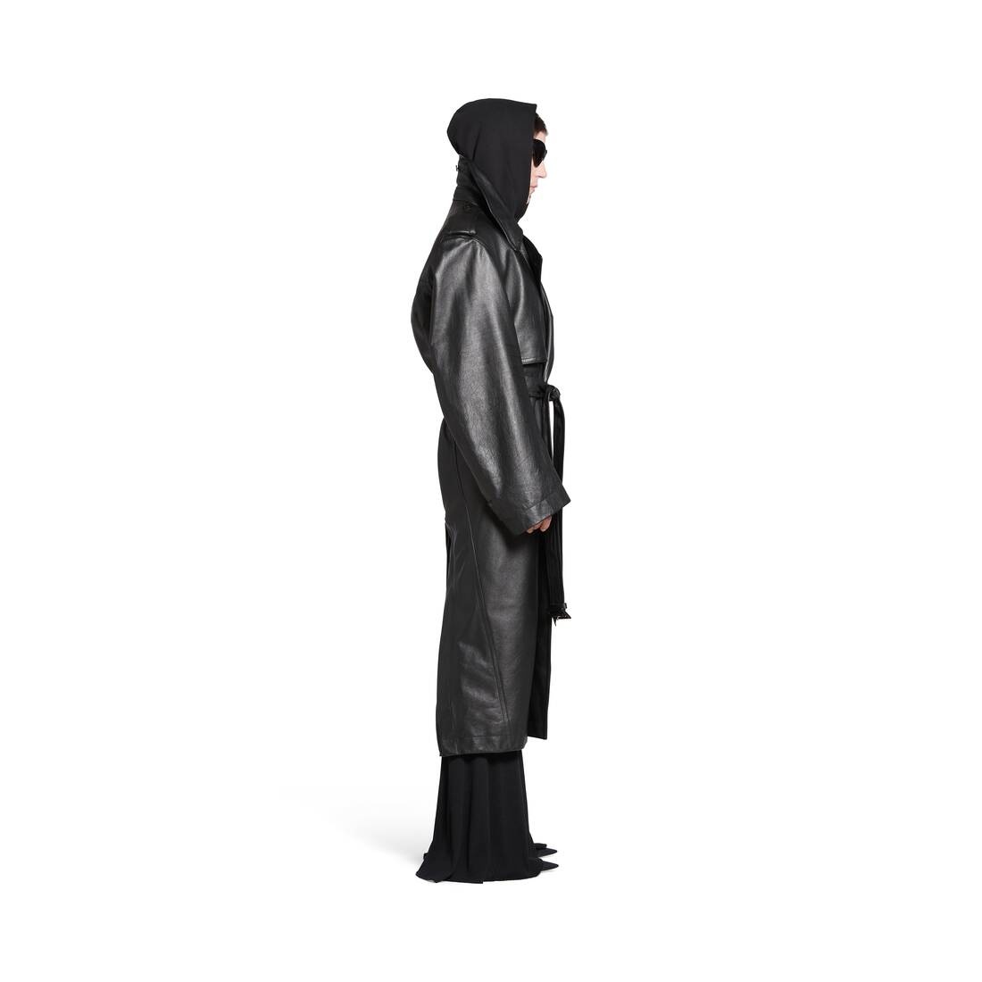 Women's Fitted Cocoon Trench in Black - 3