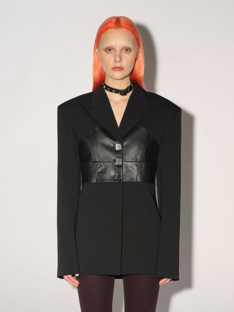 LEATHER PANEL TAILORING JACKET - 3