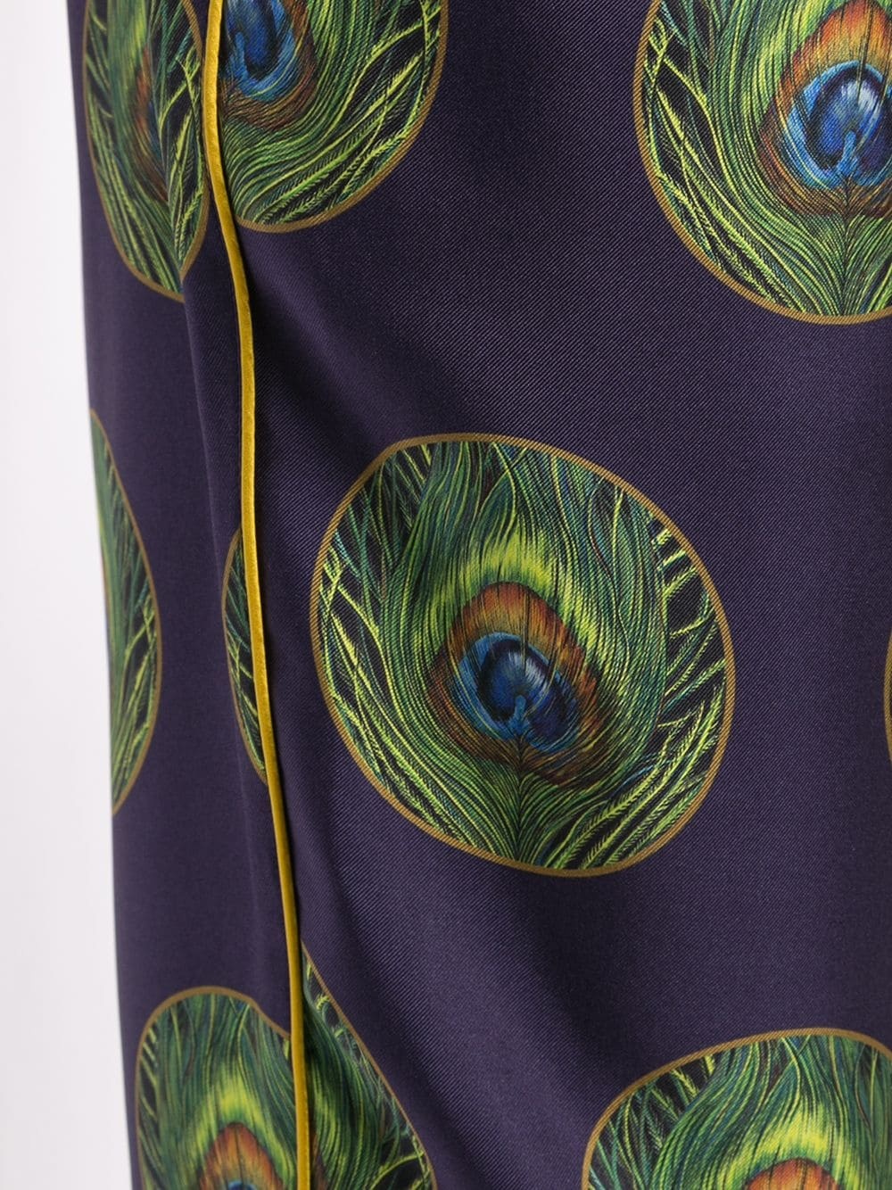 peacock feather print pyjama-style trousers - 5