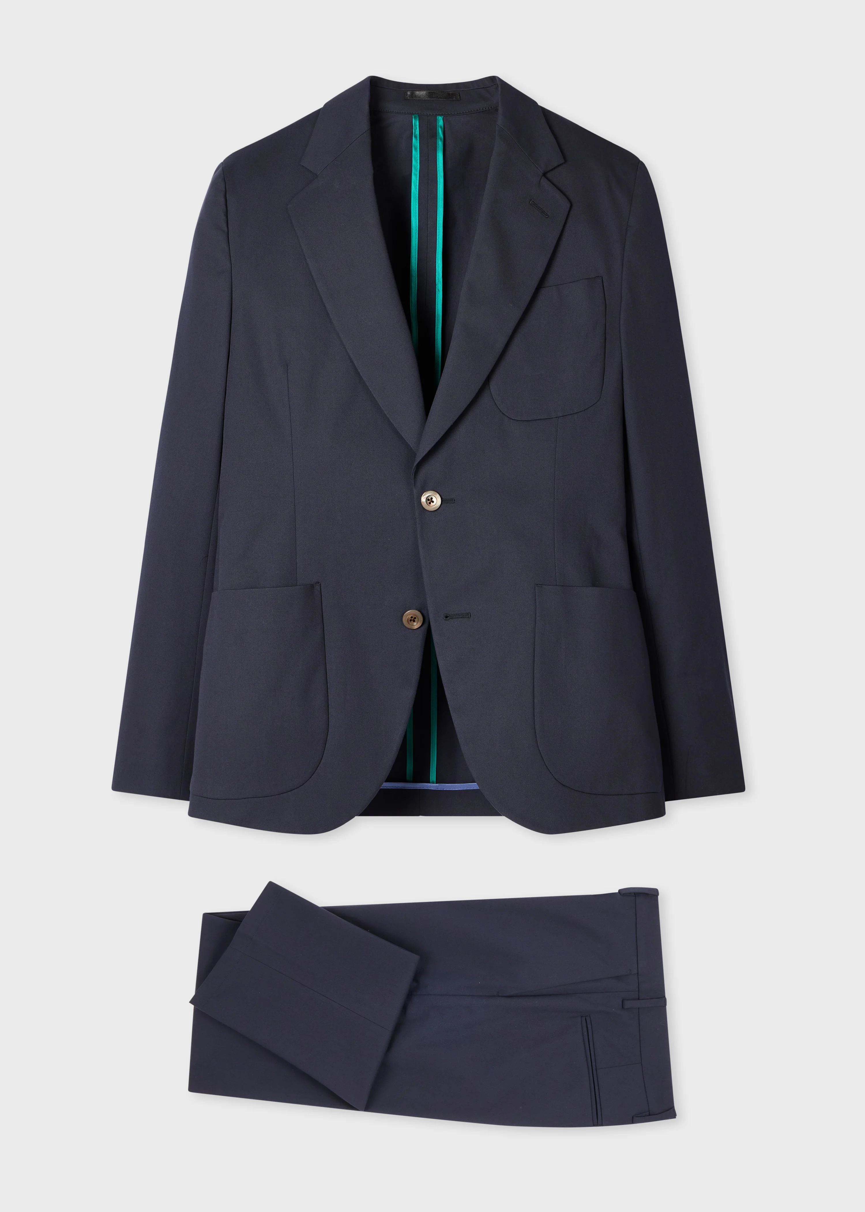 Navy Cotton-Twill Two-Piece Suit - 1