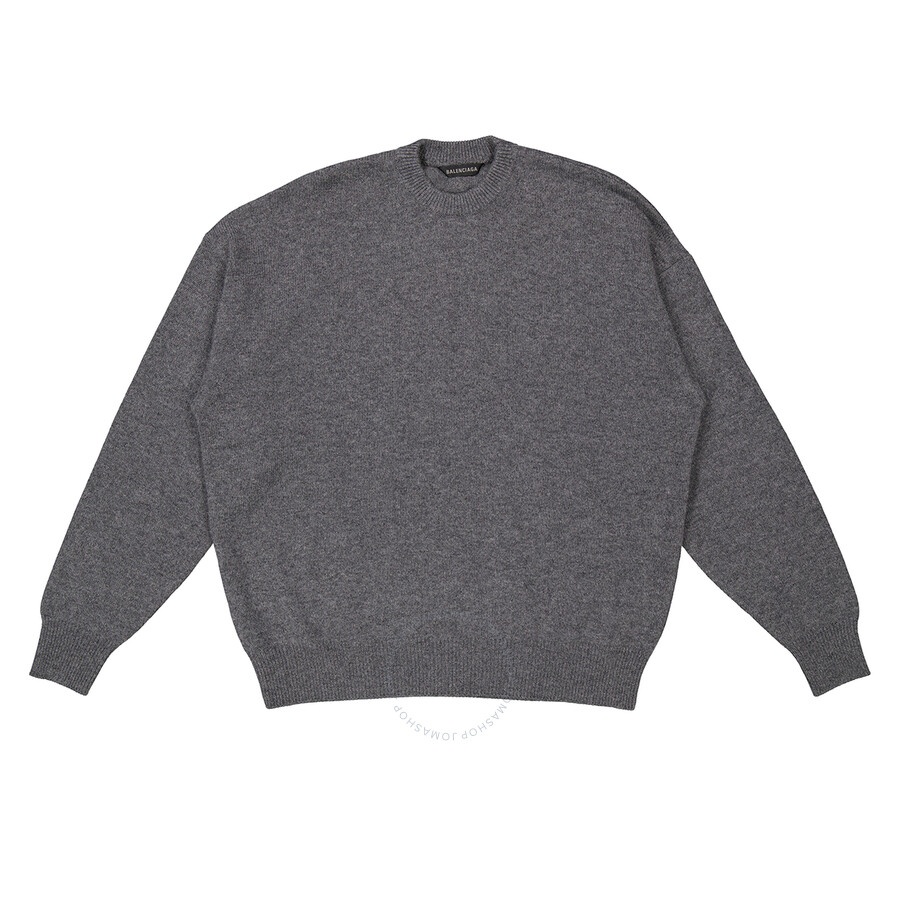 Balenciaga Ladies Anthracite Logo Embroidered Sweater - 1