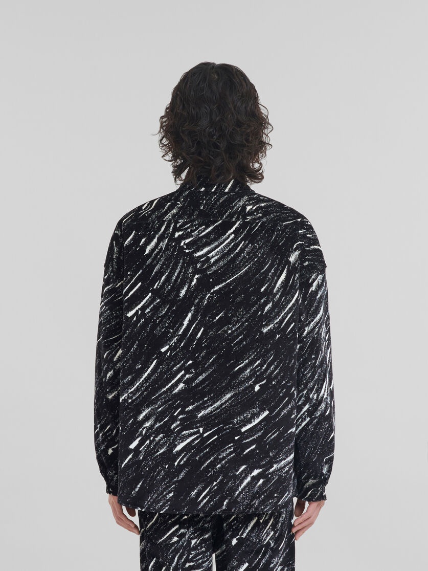 BLACK FLOCKED DENIM OVERSIZED SHIRT WITH CRAYON PRINT - 3