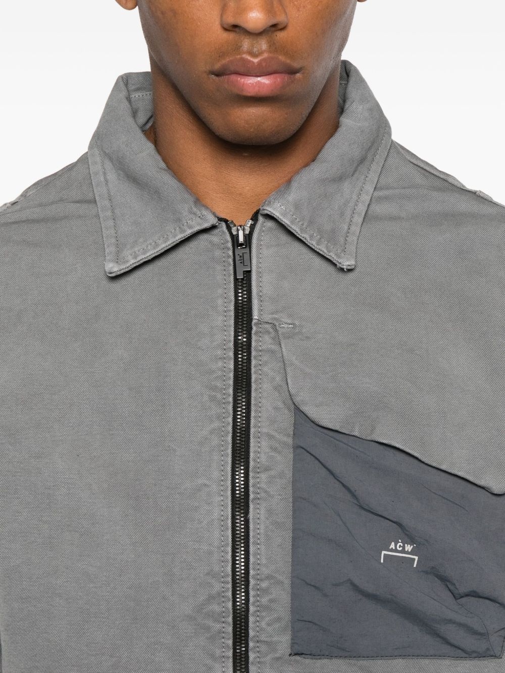 zip-fastening panelled jacket - 5