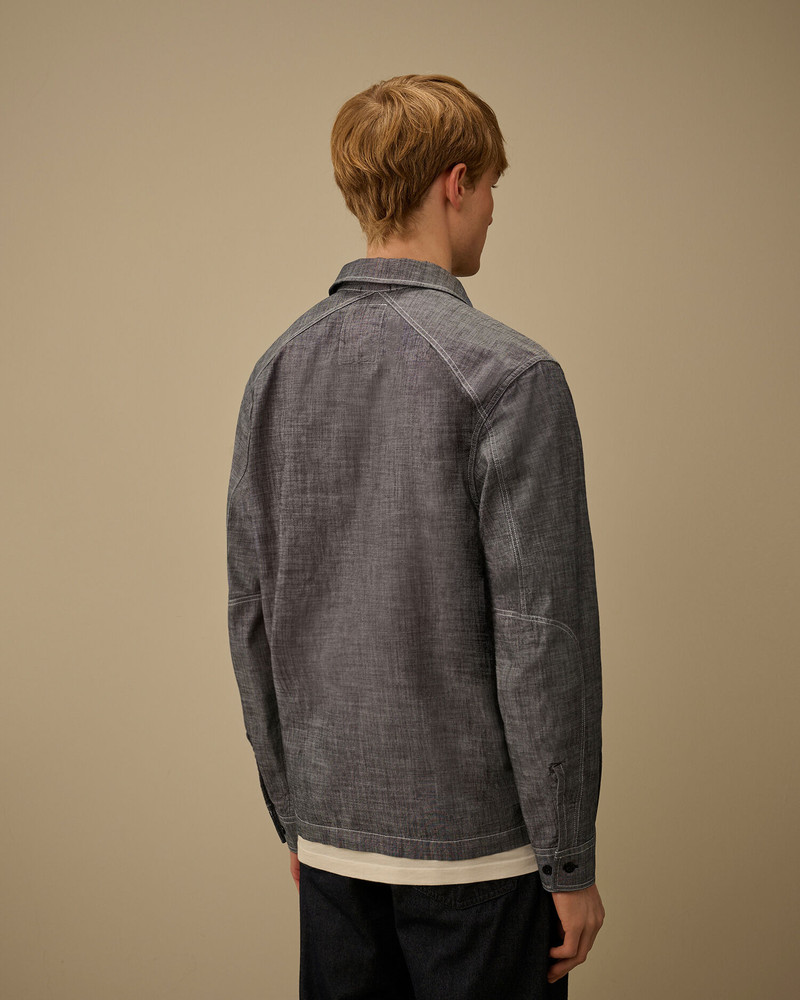 Chambray Long Sleeve Zip Shirt 4