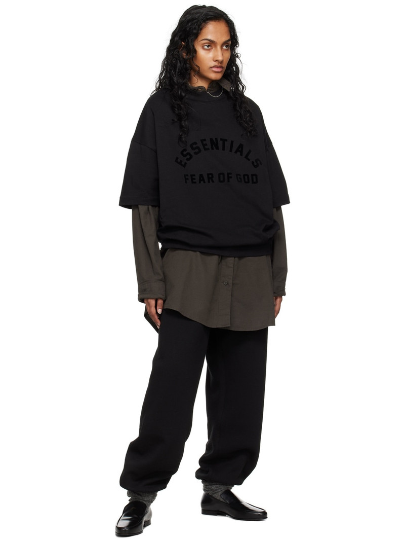 ESSENTIALS Black Crewneck T-Shirt outlook