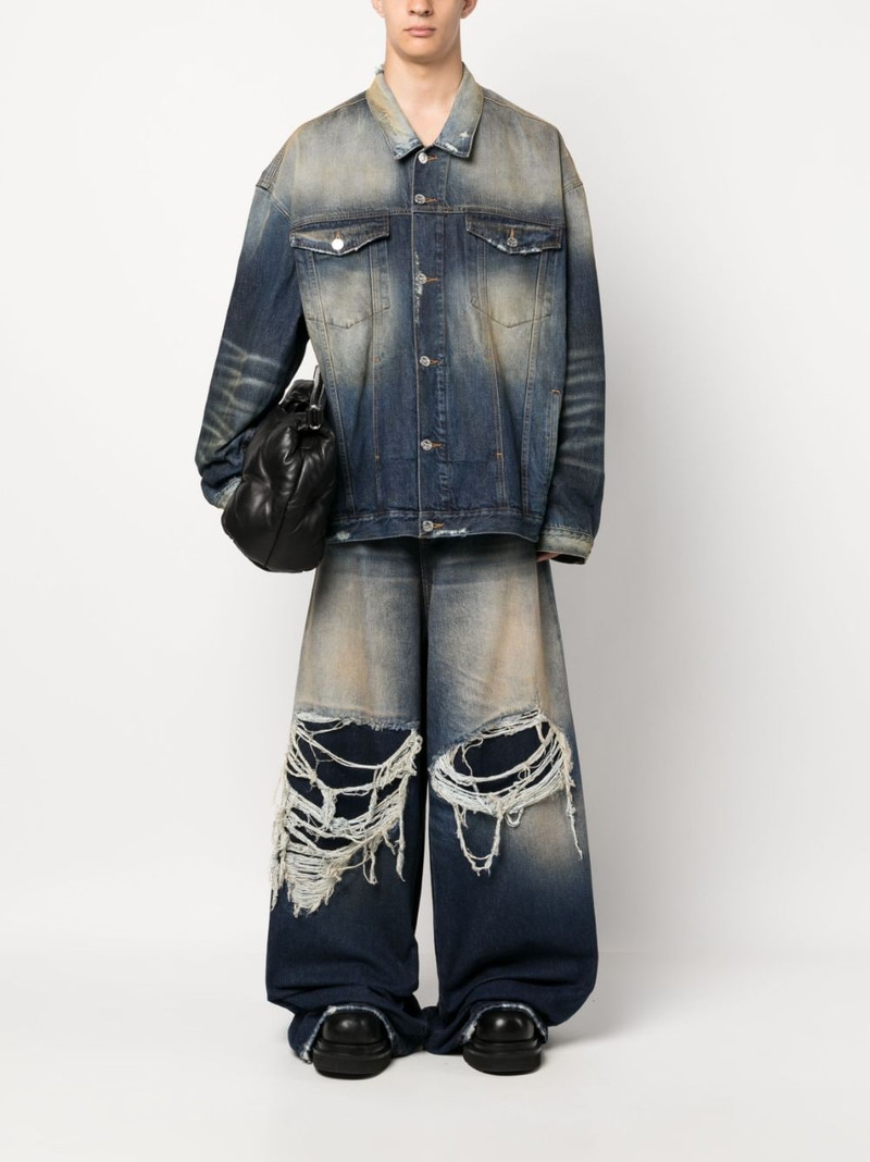 VETEMENTS distressed-effect stonewashed denim jacket outlook