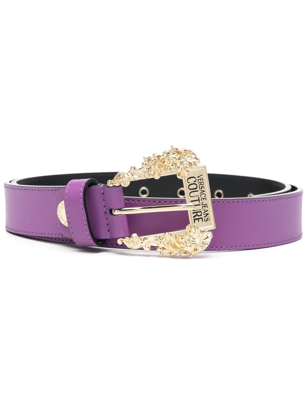 Baroque-buckle leather belt - 1