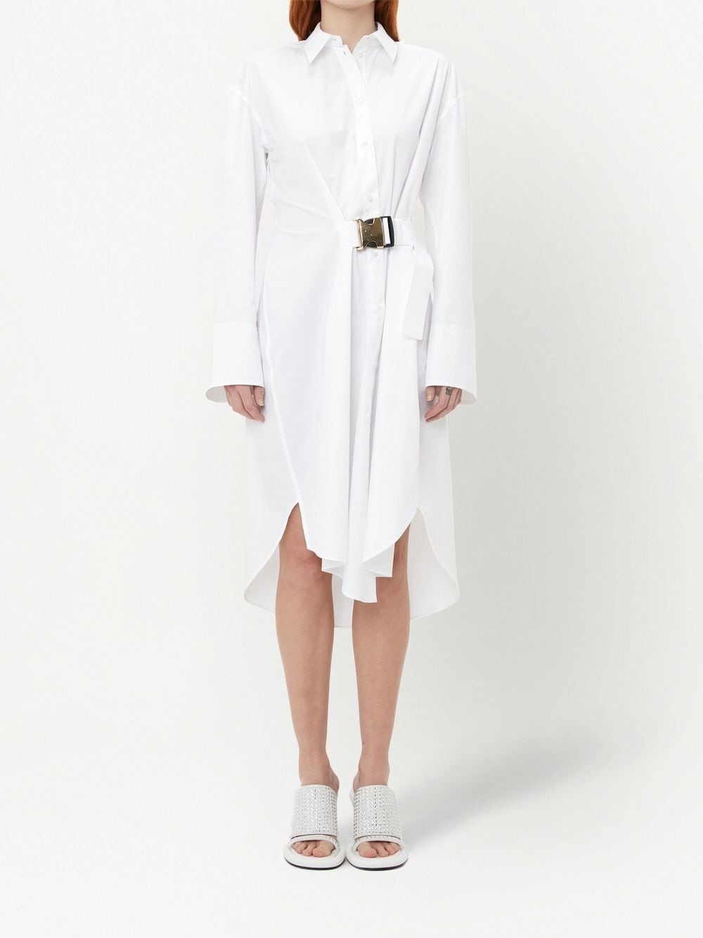 asymmetric buckled shirt dress - 3