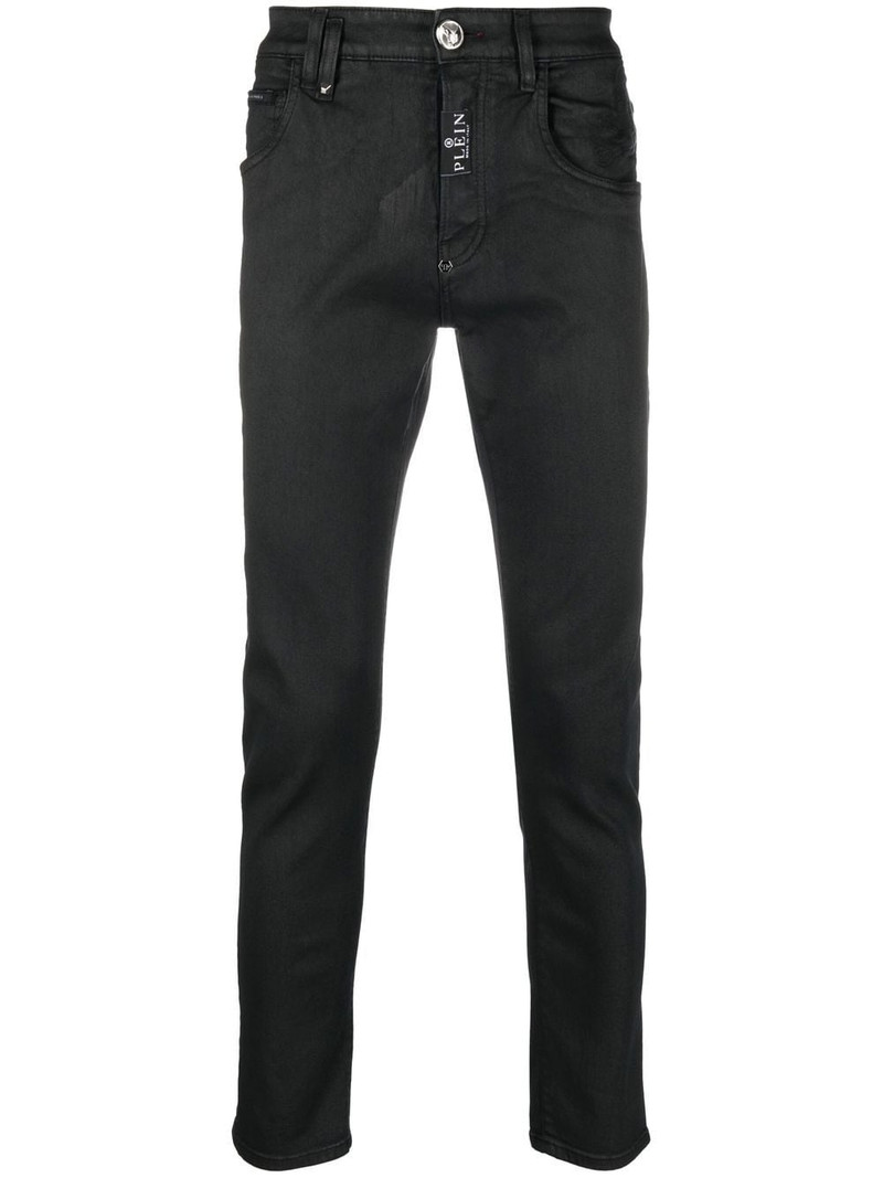 skull-patch skinny-cut jeans 1