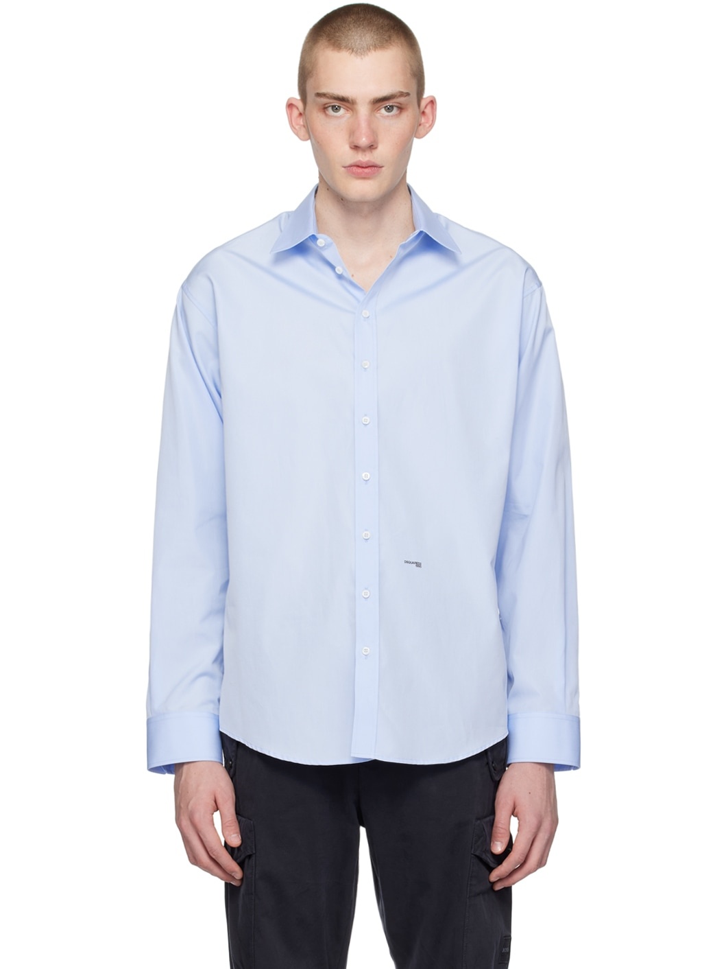 Blue Dropped Shoulder Shirt - 1