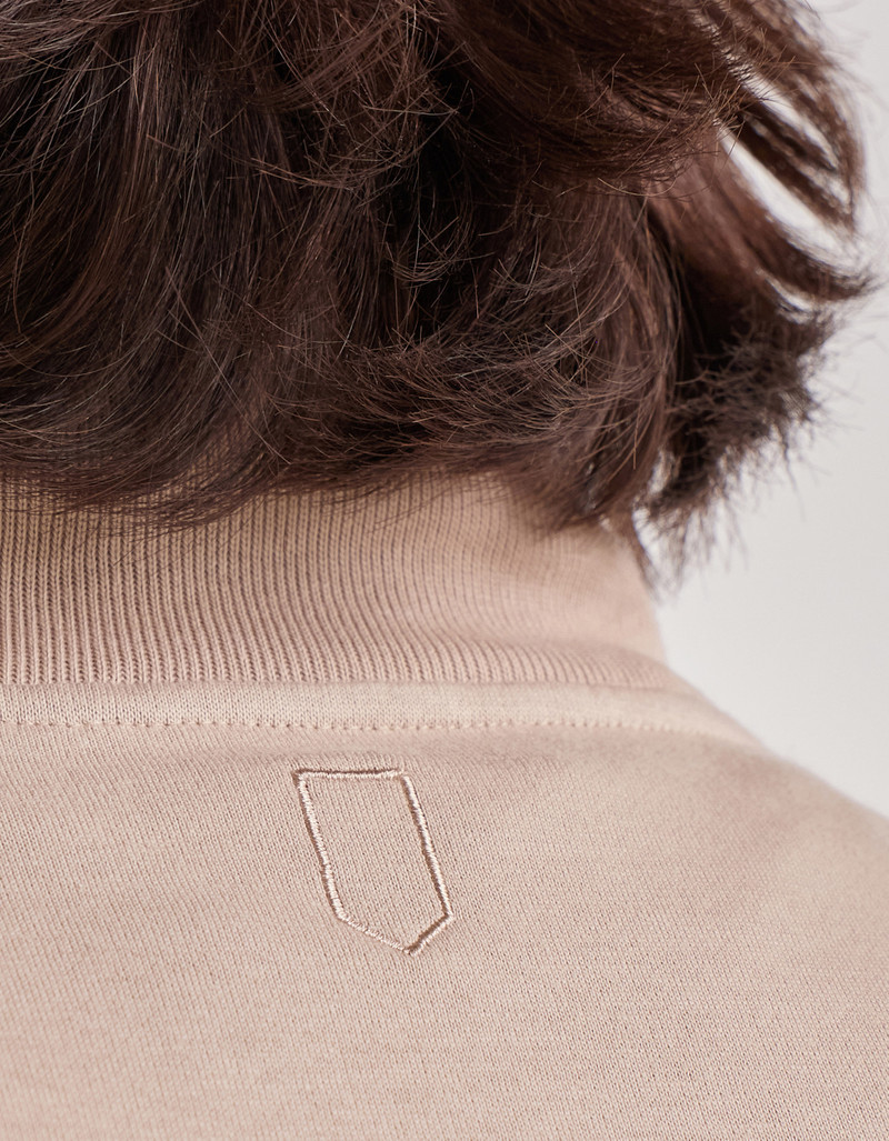 BEIGE COTTON BLEND ZIPPERED SWEATSHIRT 5